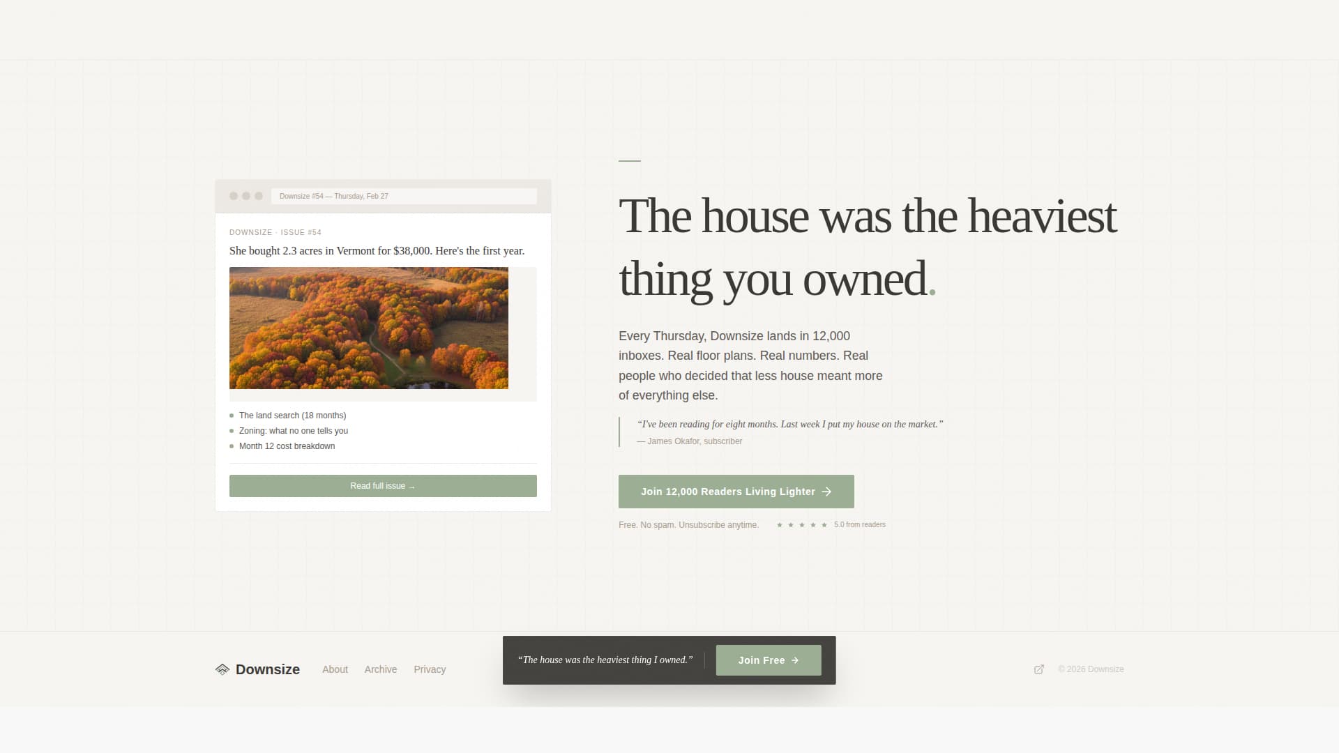 Downsize - Minimal Living Landing Page Template