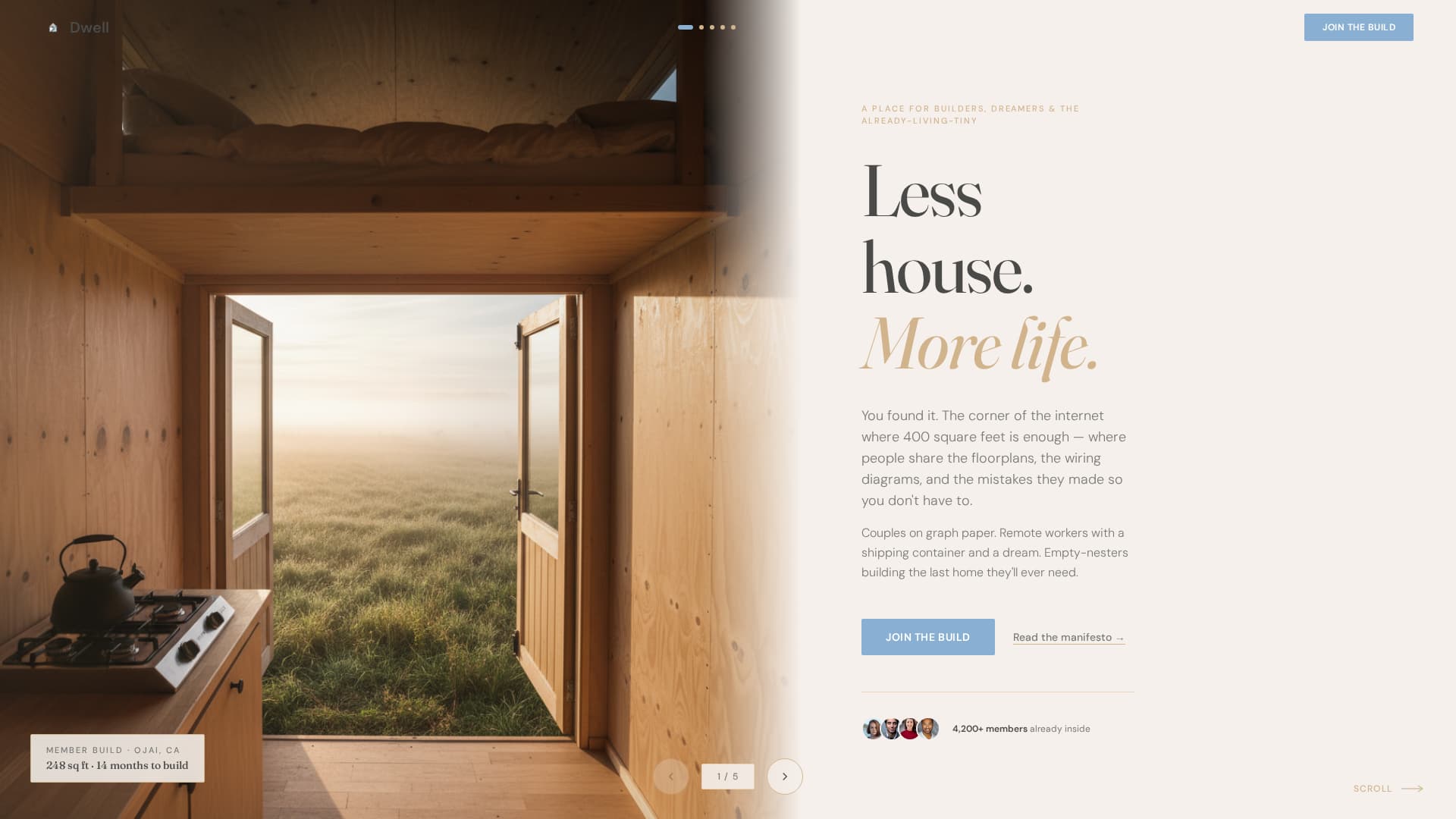 Dwell - Handcrafted Tinyhouse Landing Page Template
