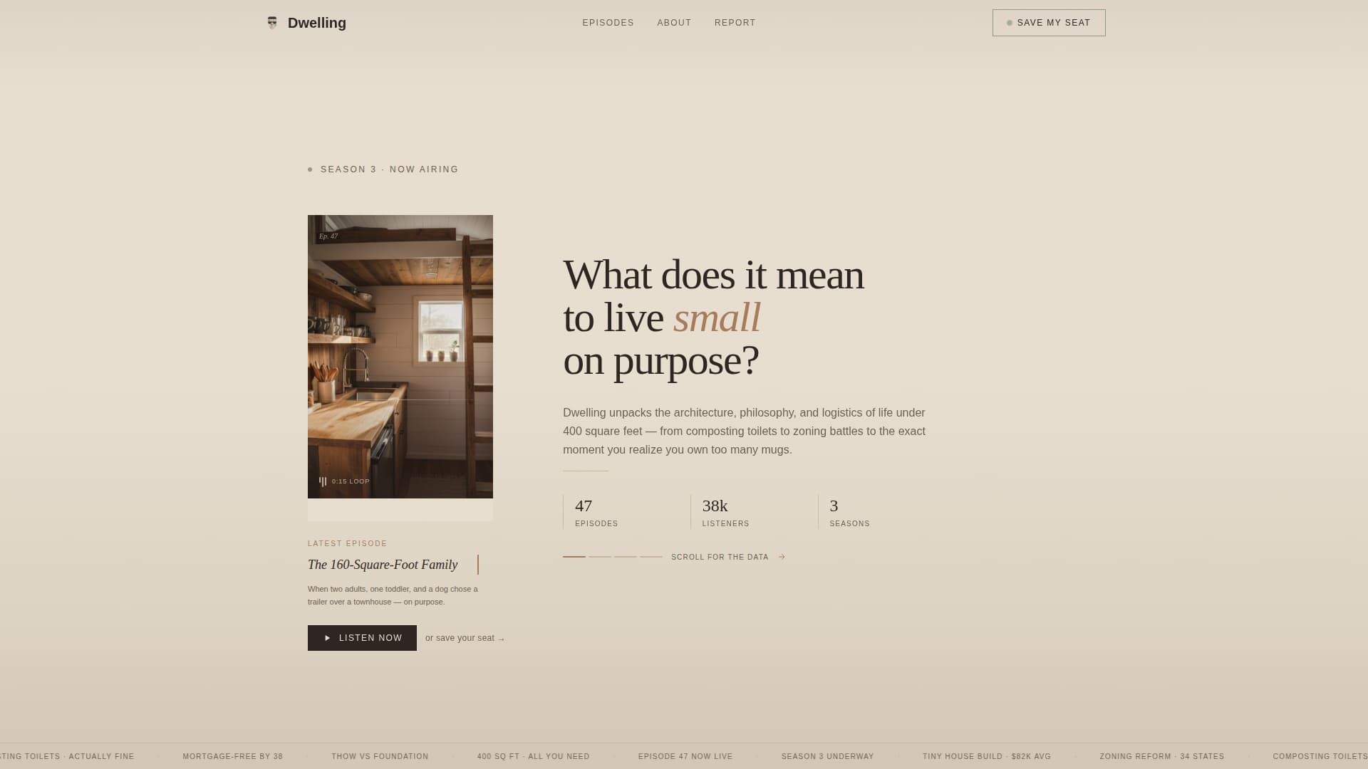 Dwelling - Intimate Podcast Landing Page Template