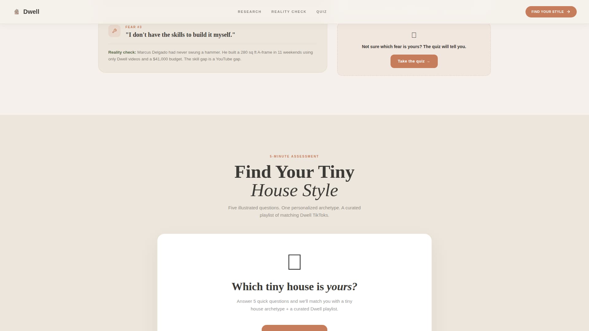 Dwell - Inspiring Tinyhouse Landing Page Template