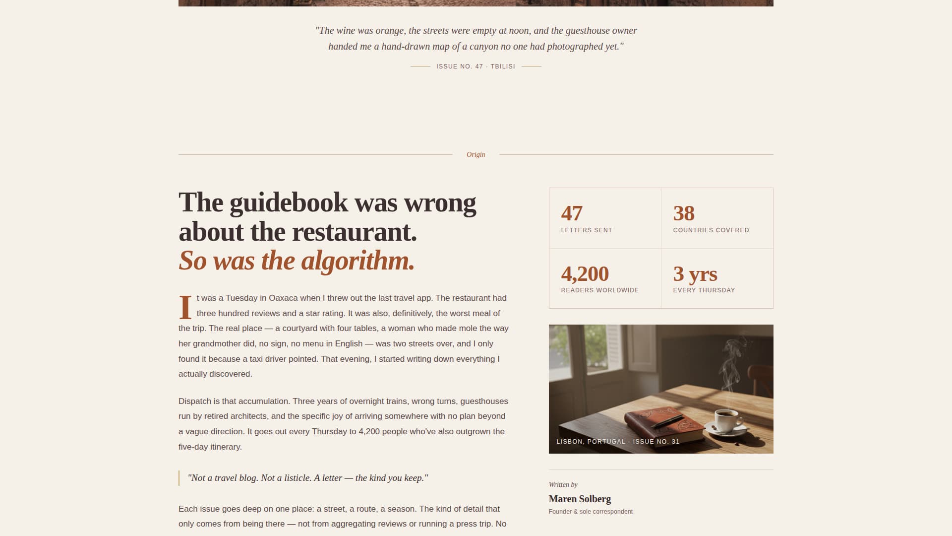 Dispatch - Curated Travel Landing Page Template
