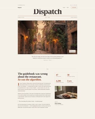 Dispatch - Curated Travel Landing Page Template