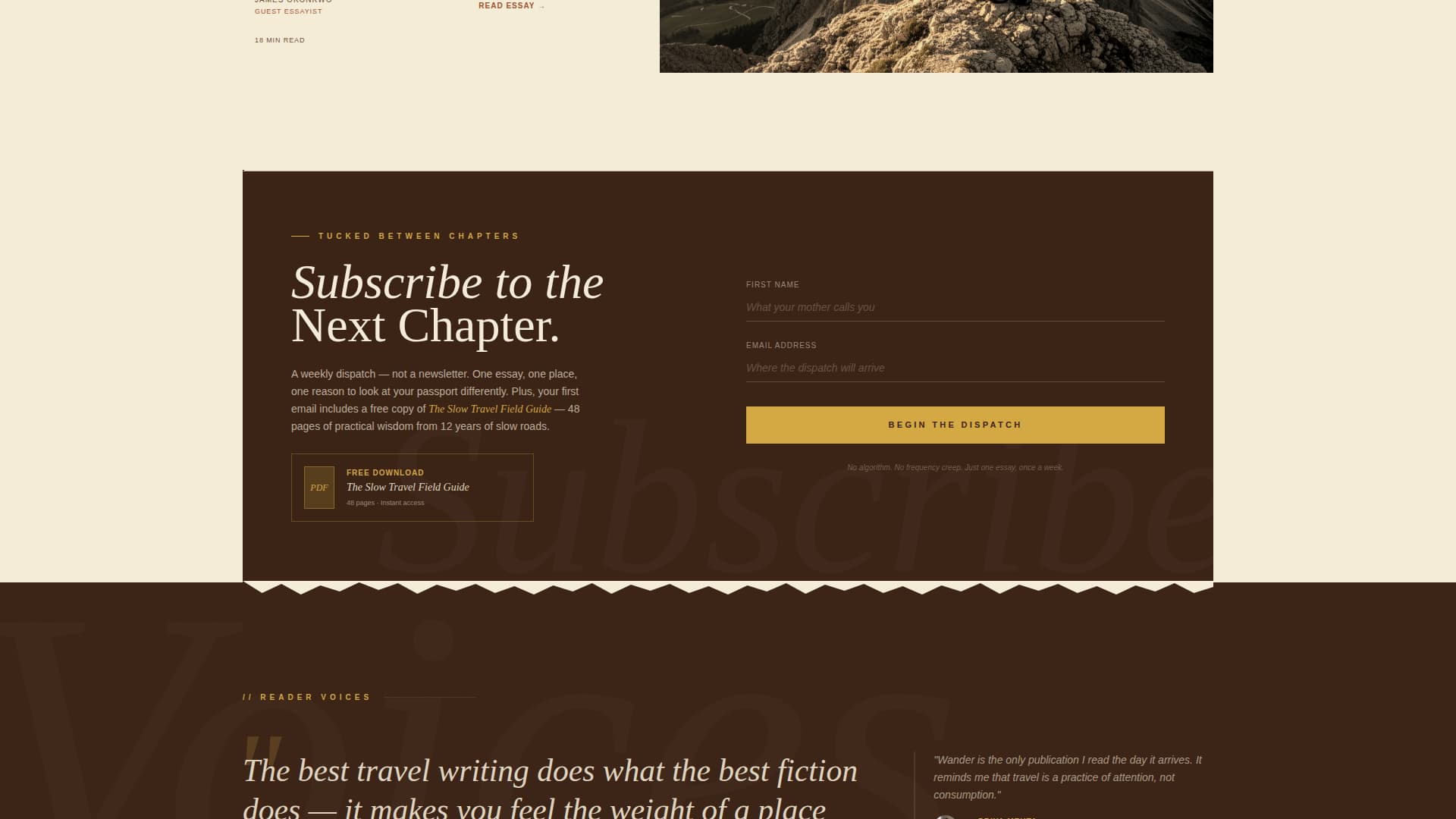 Wander - Artisan Travel Landing Page Template