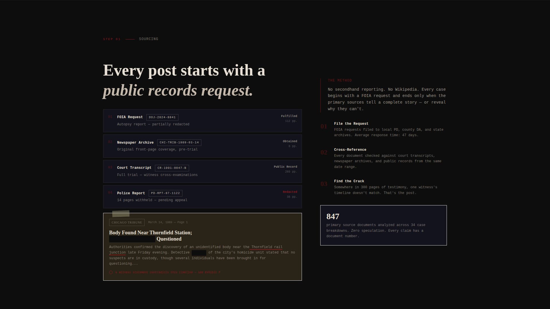 Casefile - Compelling Truecrime Landing Page Template