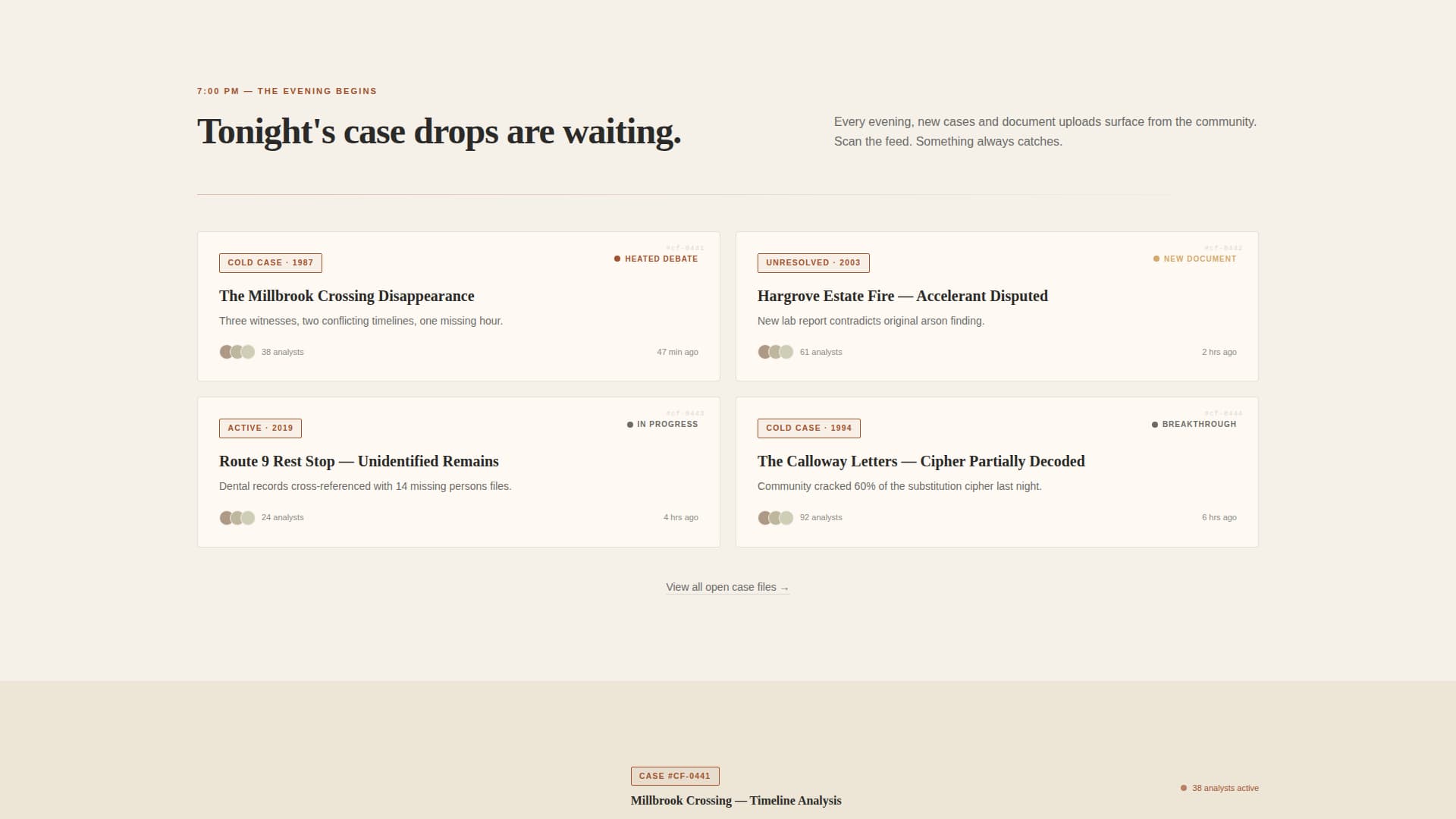 Casefile — Gripping Cold Case Investigation Landing Page Template