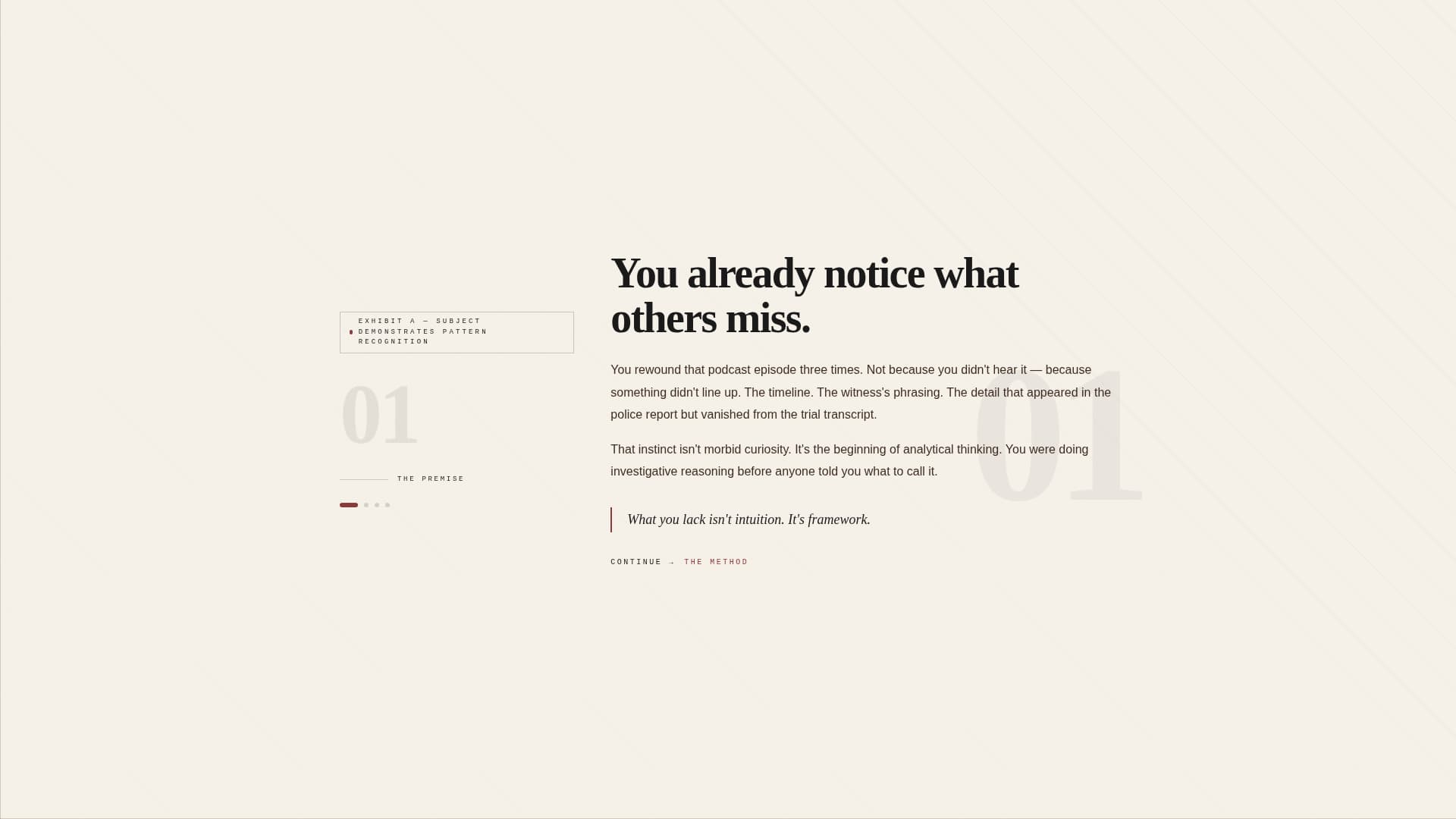 Casefile — Immersive Forensic Education Landing Page Template