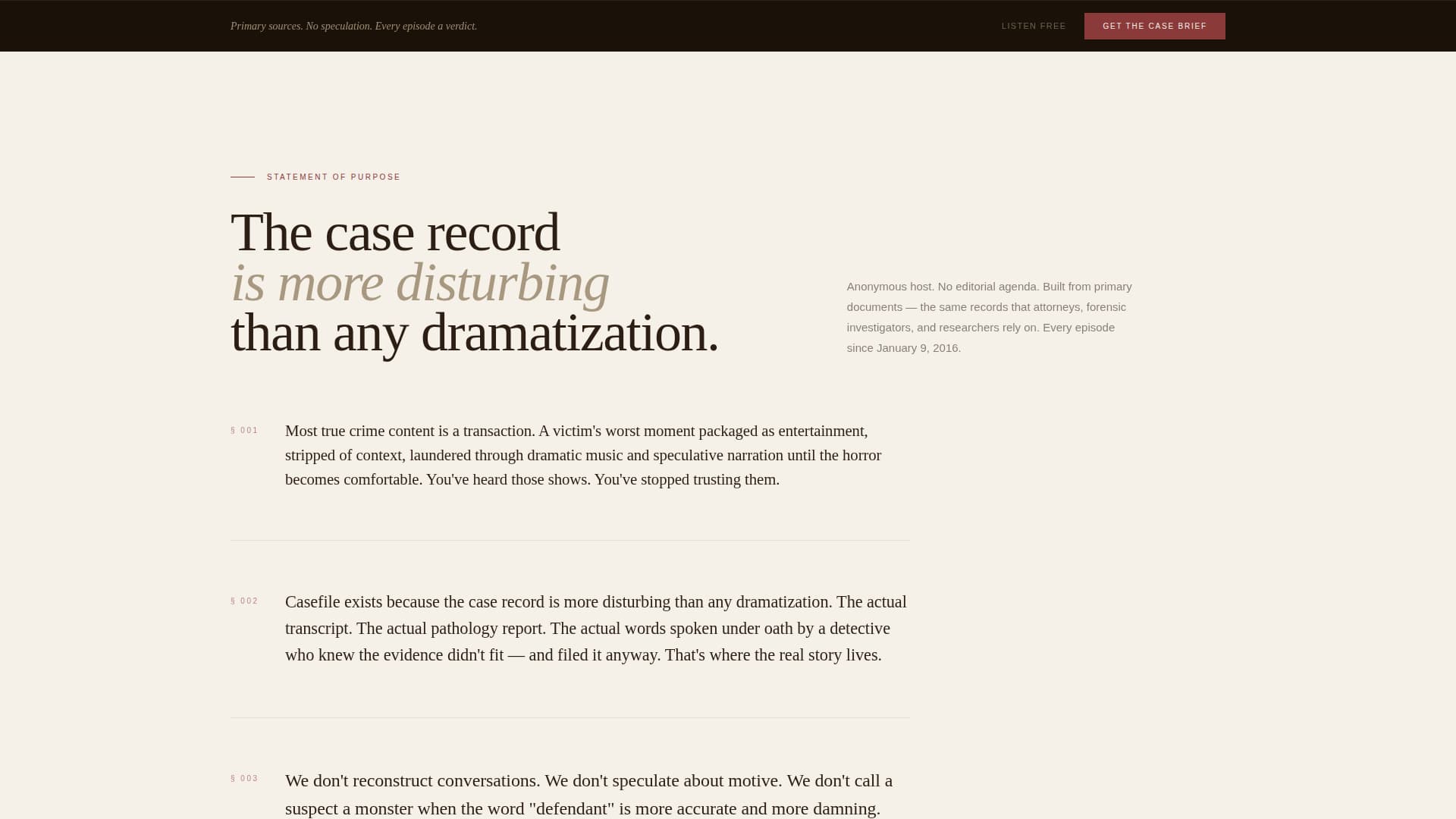 Casefile — Authoritative Investigative Journalism Landing Page Template