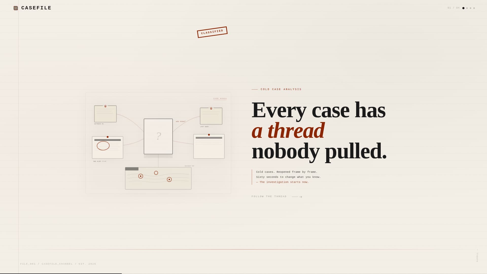 Casefile — Riveting Mystery Podcast Landing Page Template