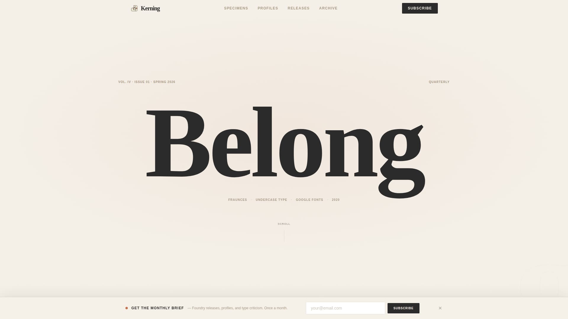 Kerning - Editorial Typography Landing Page Template