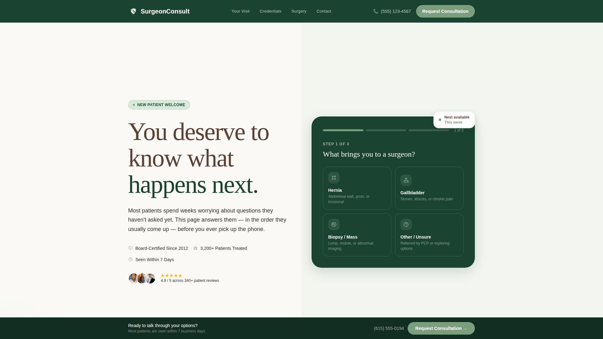 Surgeon (General) Booking Website Template