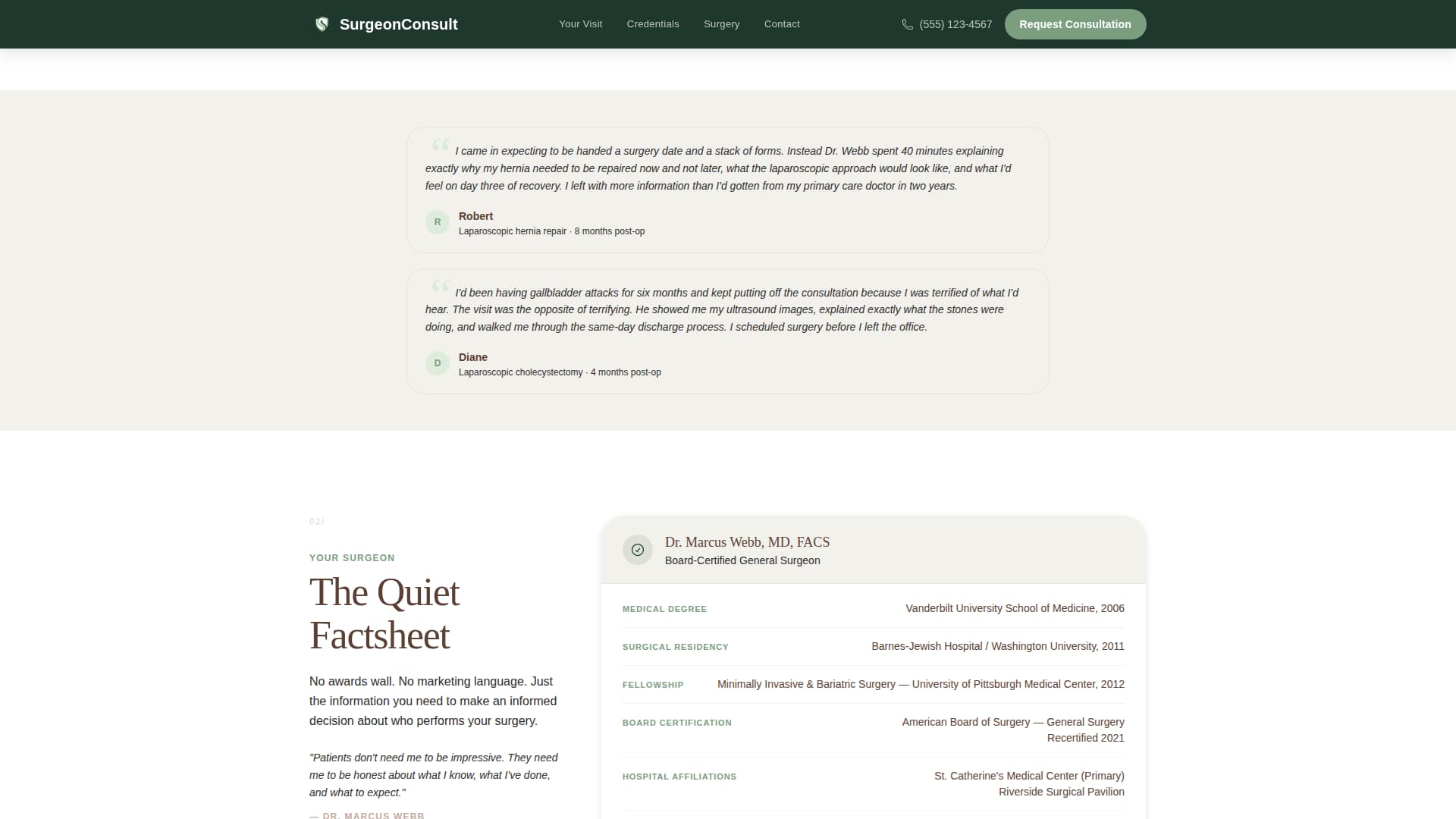 Surgeon (General) Booking Website Template
