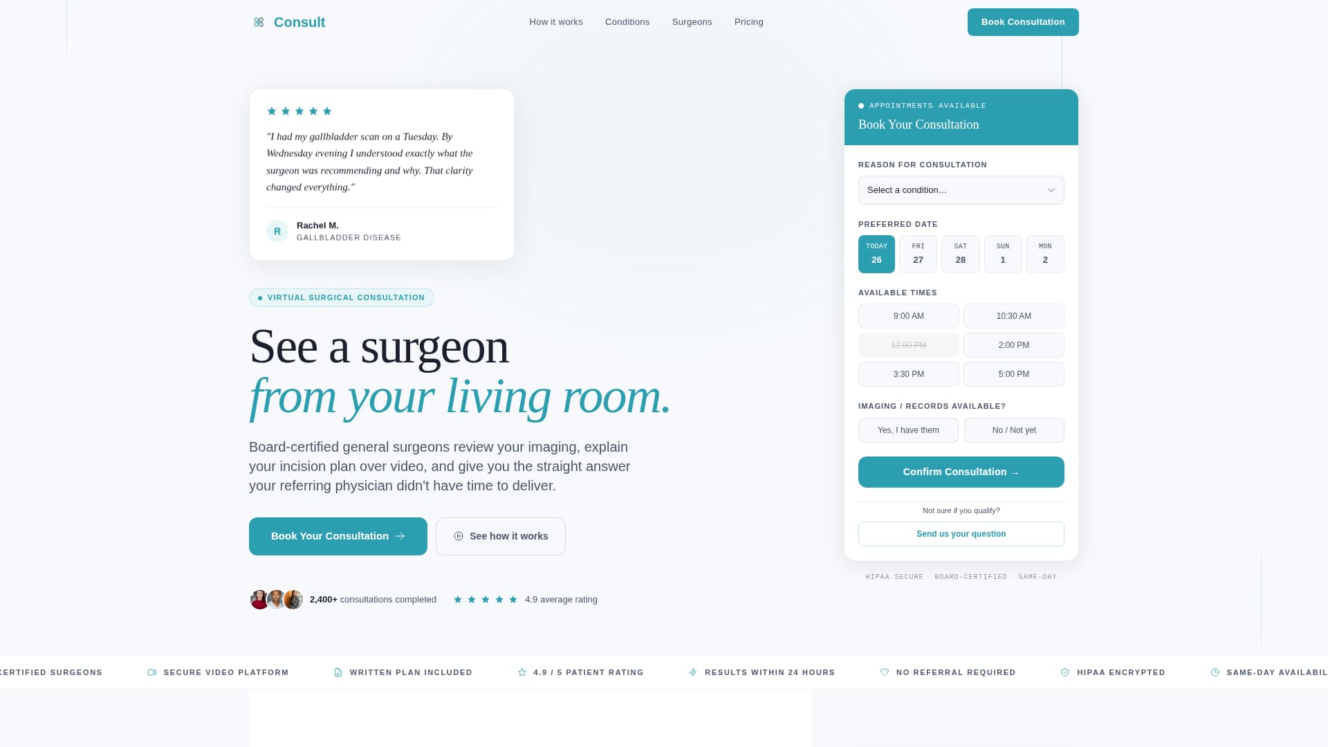 Surgeon (General) Booking Website Template