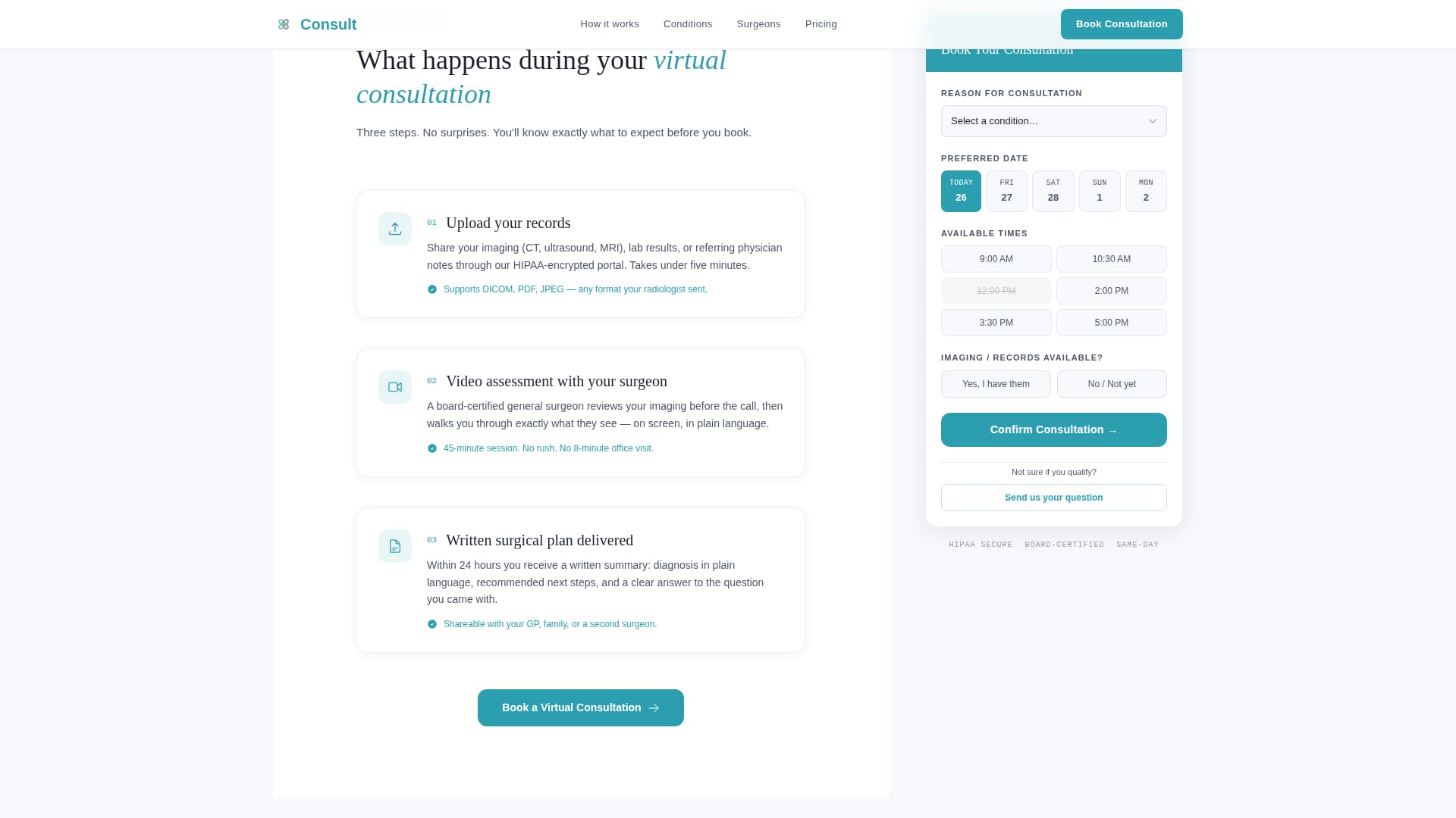 Surgeon (General) Booking Website Template