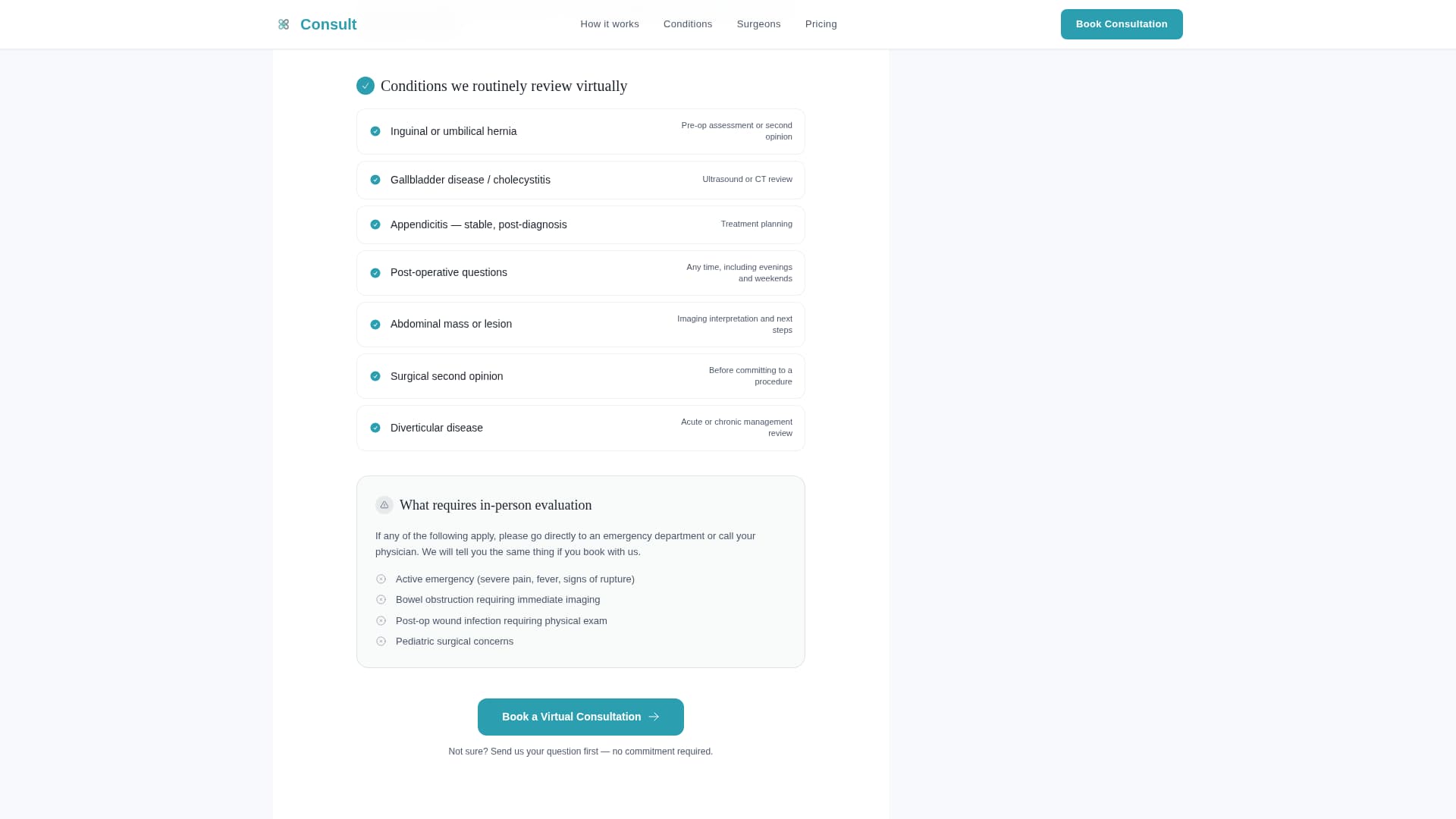 Surgeon (General) Booking Website Template