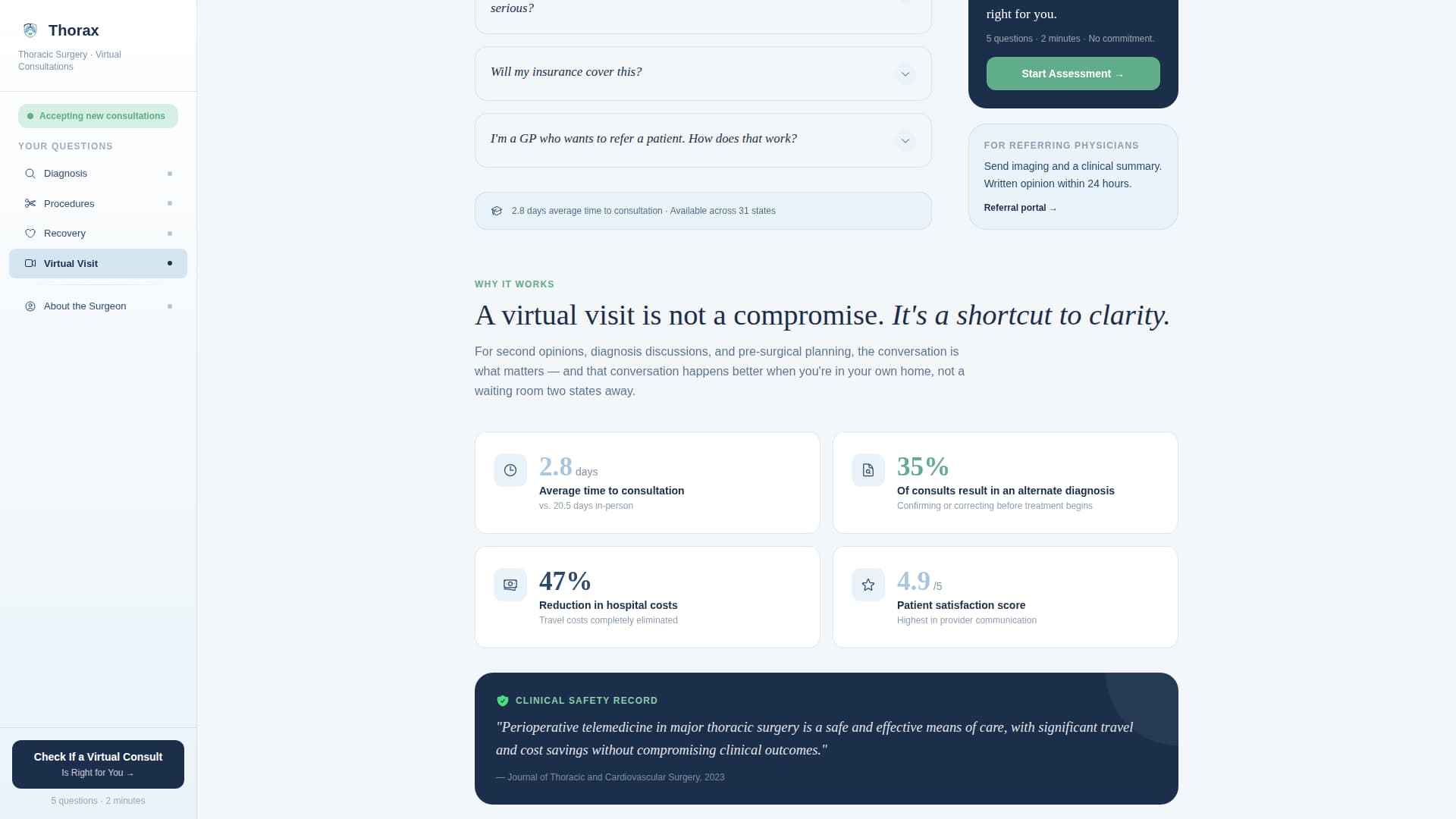Thoracic Surgeon Booking Website Template