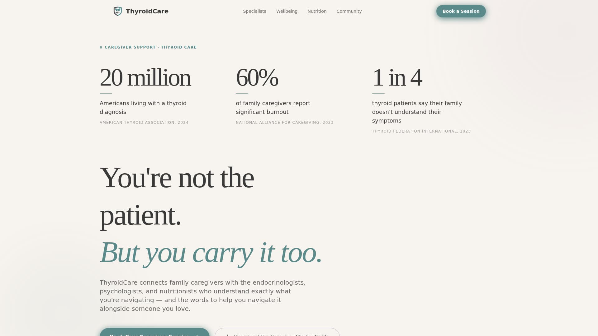 Thyroid - Compassionate Caregiver Landing Page Template