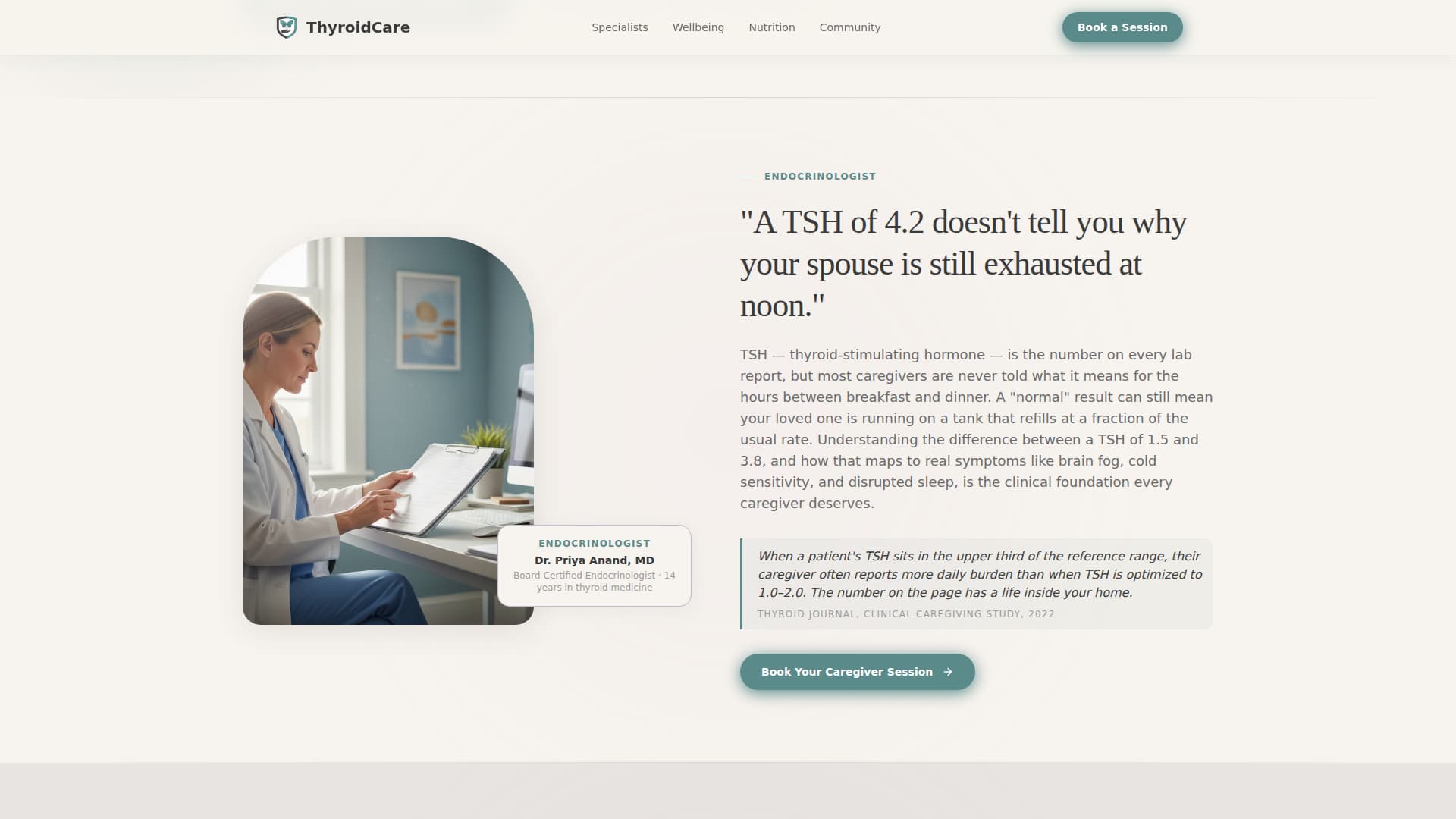 Thyroid - Compassionate Caregiver Landing Page Template