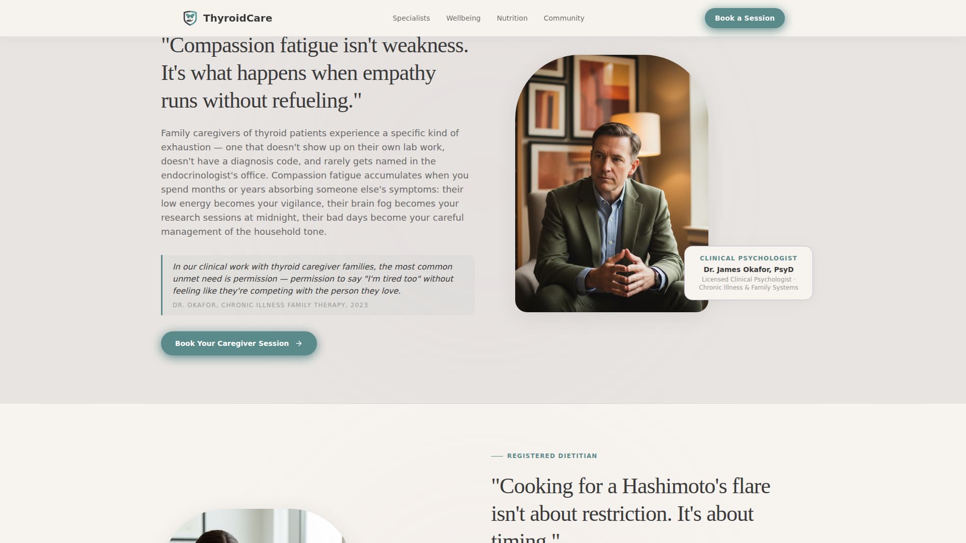 Thyroid - Compassionate Caregiver Landing Page Template