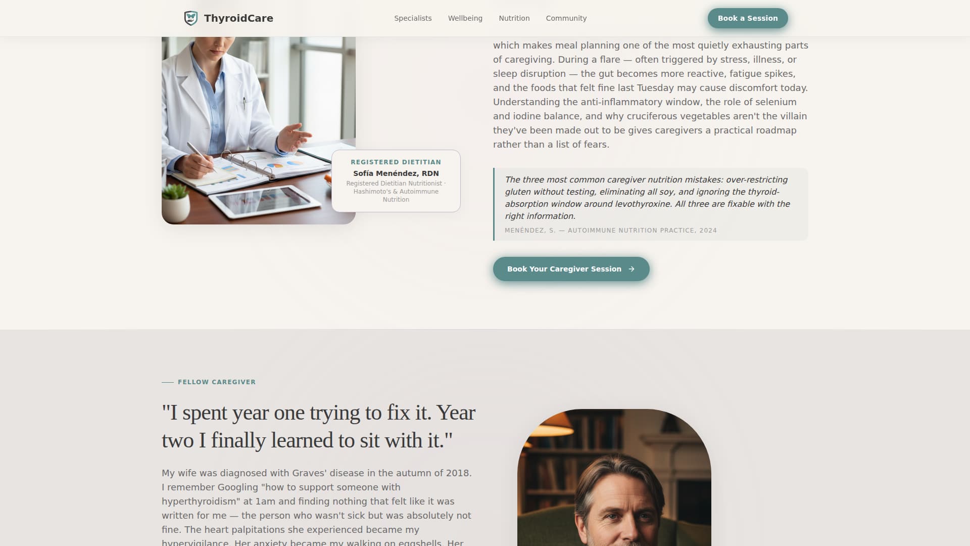 Thyroid - Compassionate Caregiver Landing Page Template