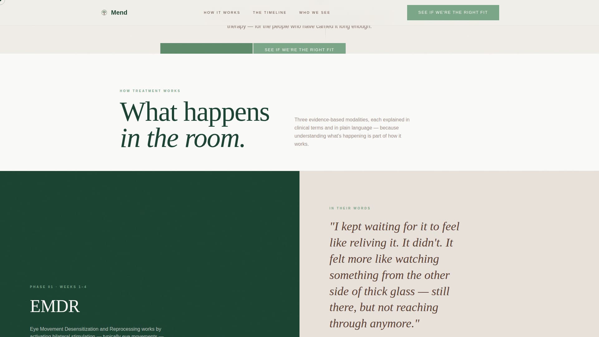Mend - Restorative Traumacenter Landing Page Template