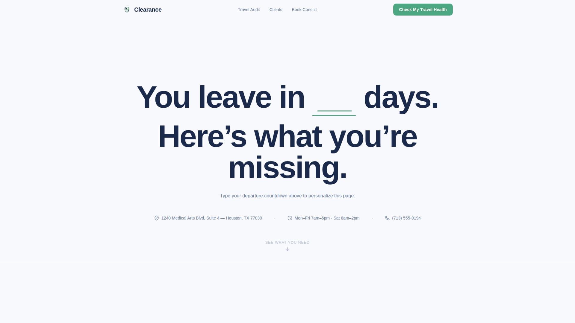 Travel Medicine Clinic Website Template with Destination Health Audit