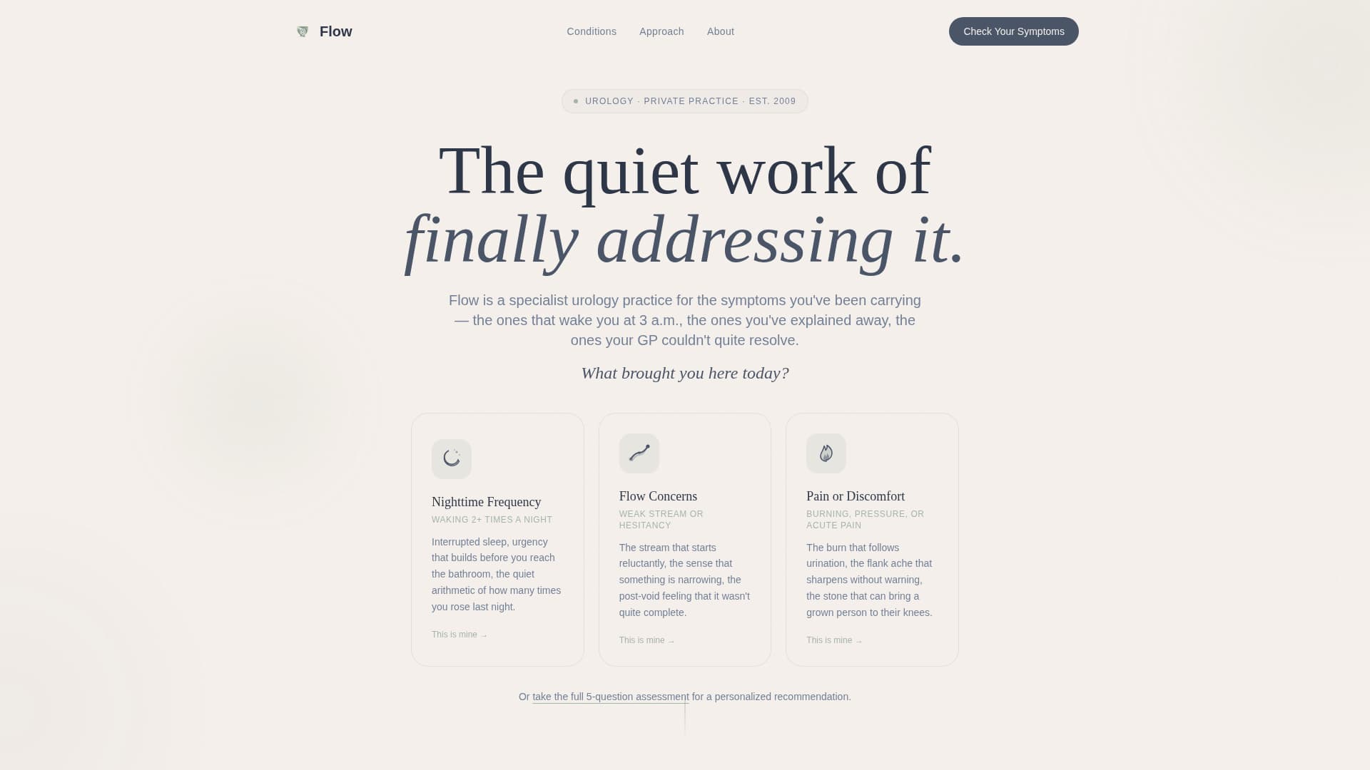 Urology Practice Website Template with Symptom Assessment Quiz