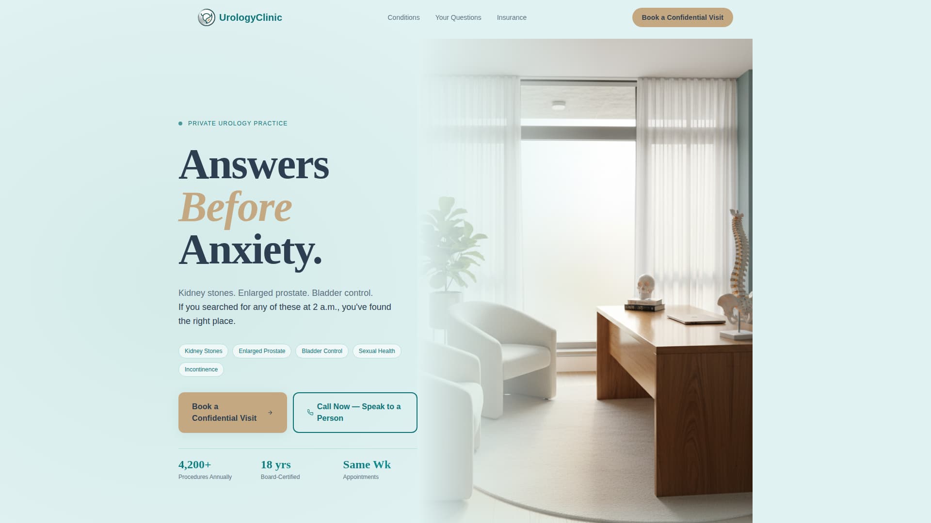 Urology - Confidential Appointment Landing Page Template