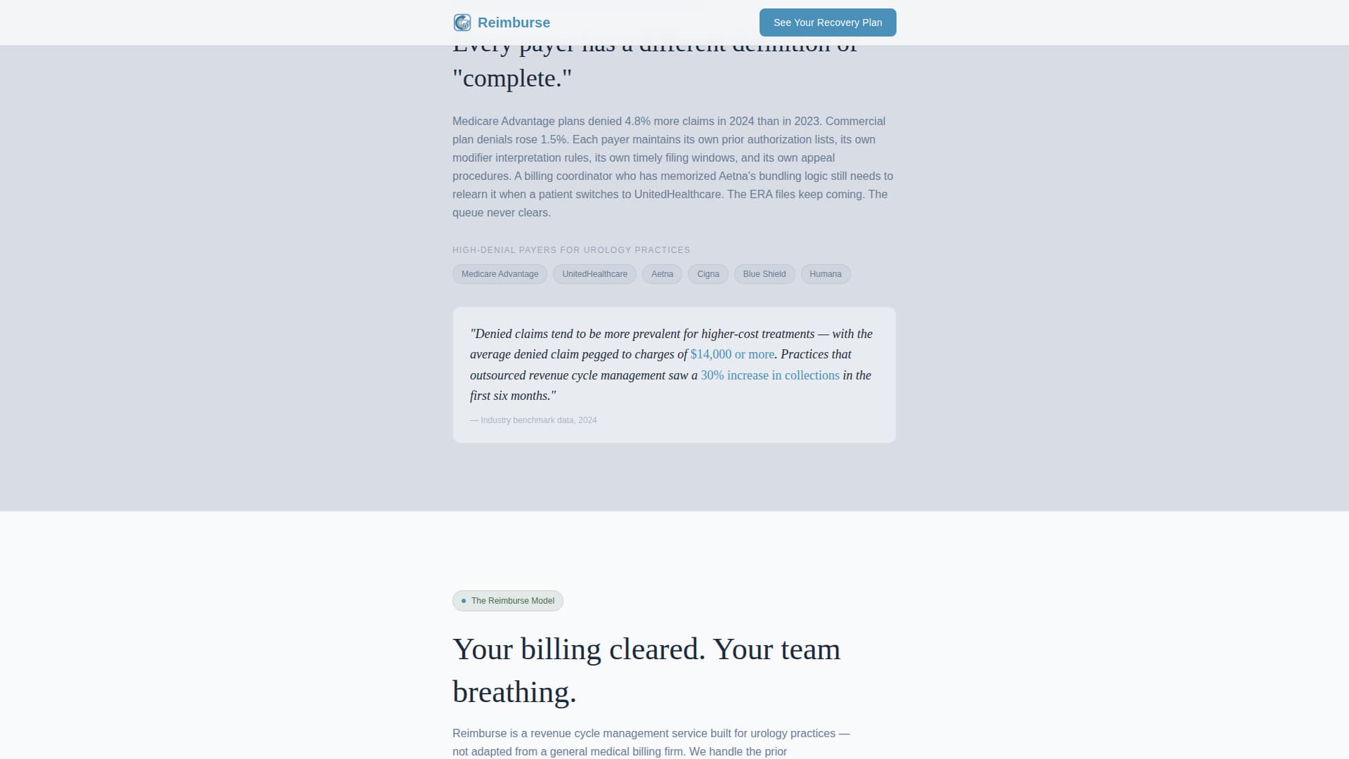 Reimburse - Powerful Urology Landing Page Template
