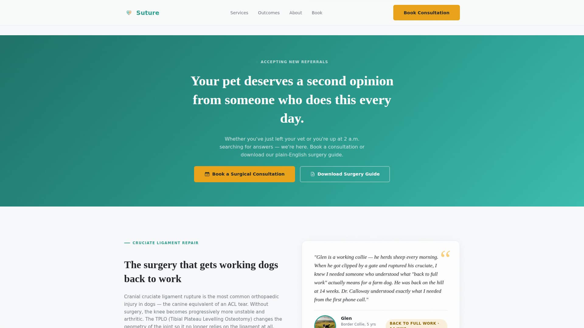 Suture - Trusted Veterinary Landing Page Template