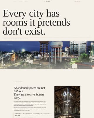 Drift - Evocative Urbex Landing Page Template