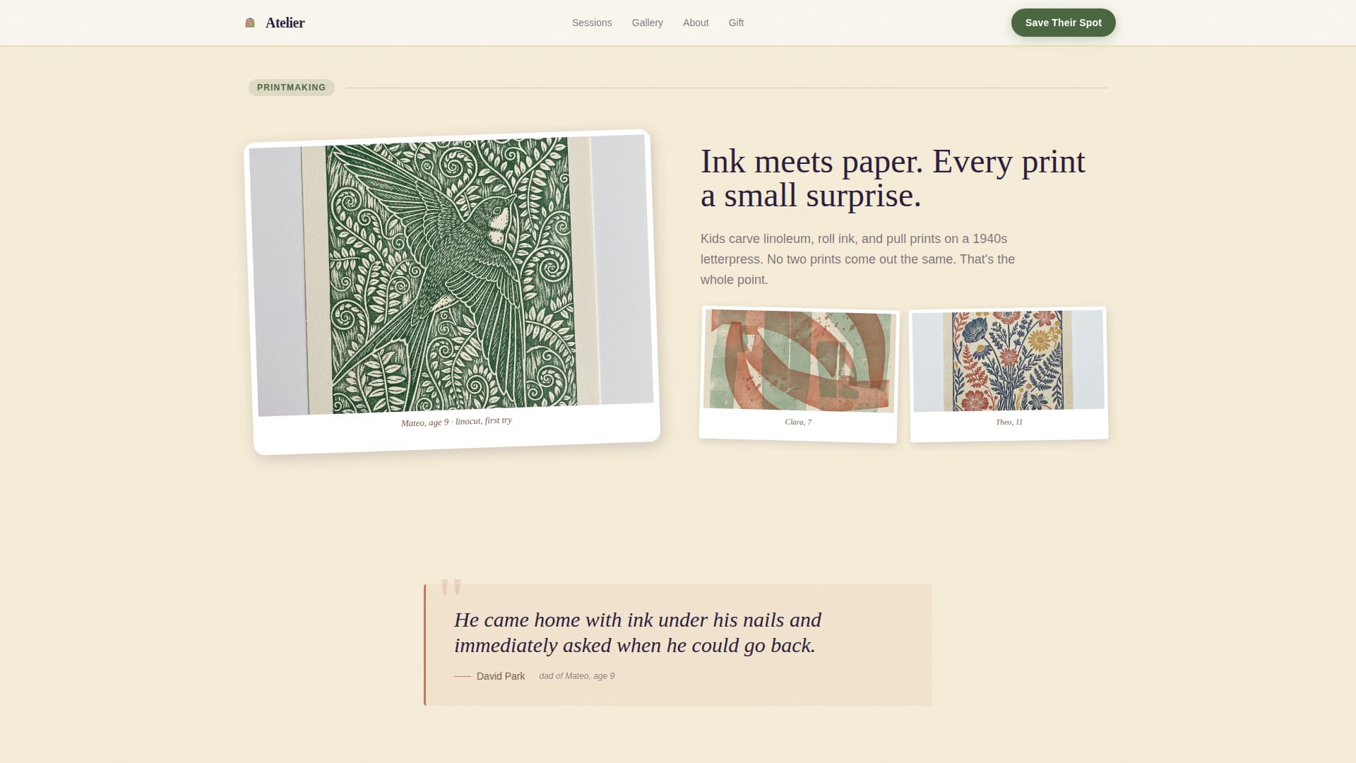 Atelier - Enchanting Artcamp Landing Page Template
