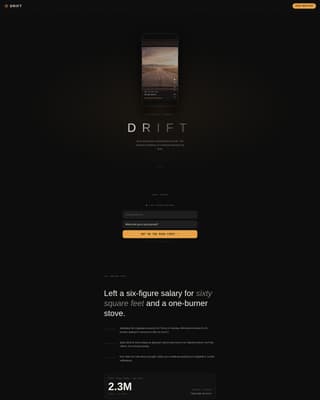 Drift - Cinematic Nomad Landing Page Template