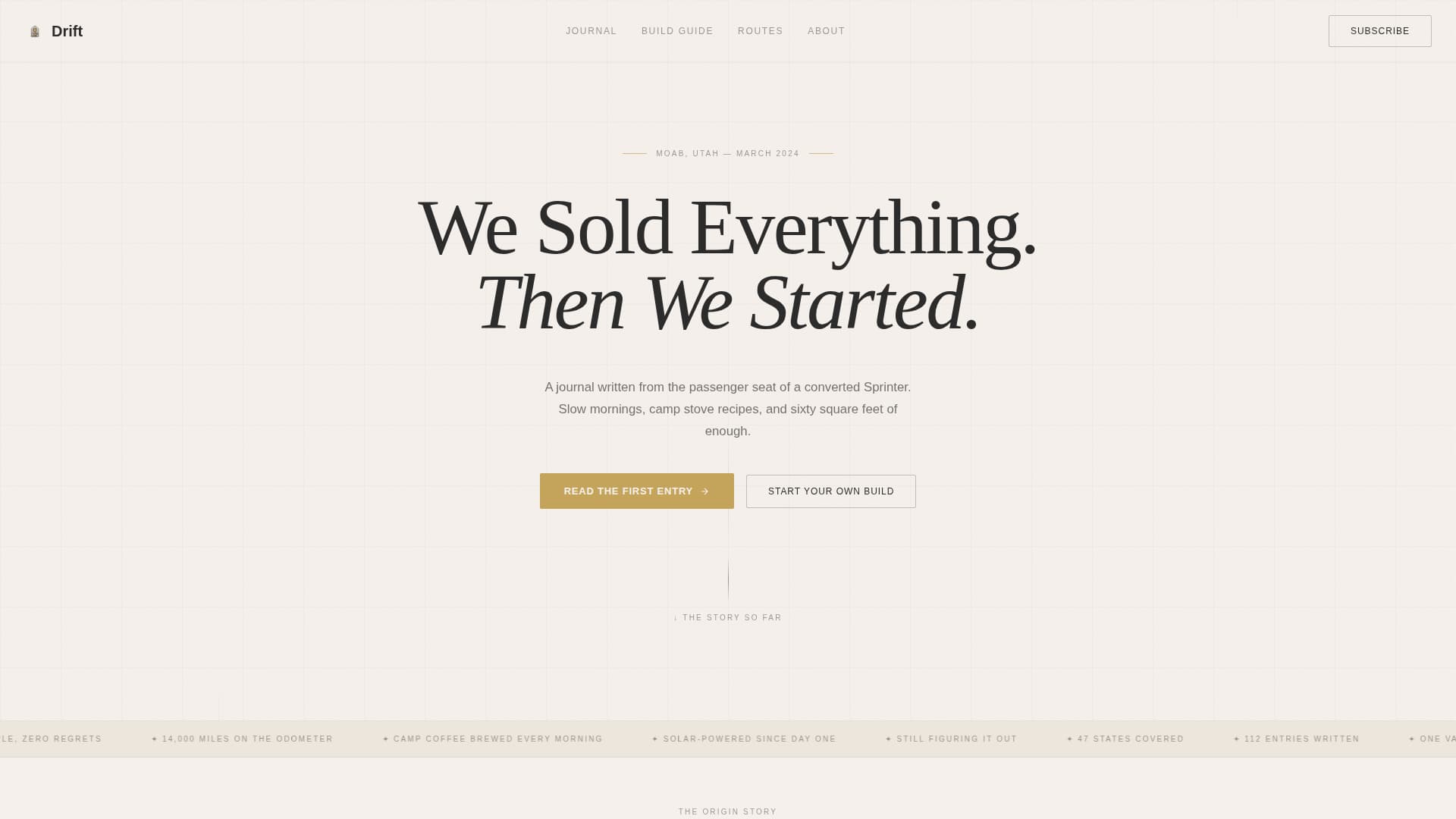 Drift - Wandering Vanlife Landing Page Template