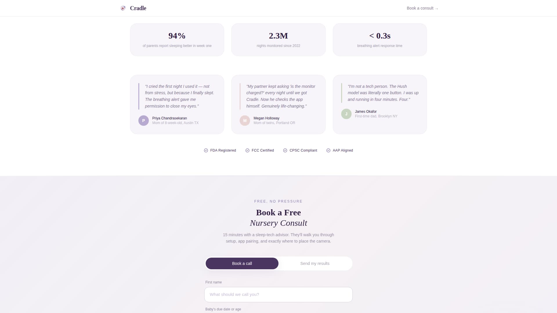 Cradle - Calming Babymonitor Landing Page Template