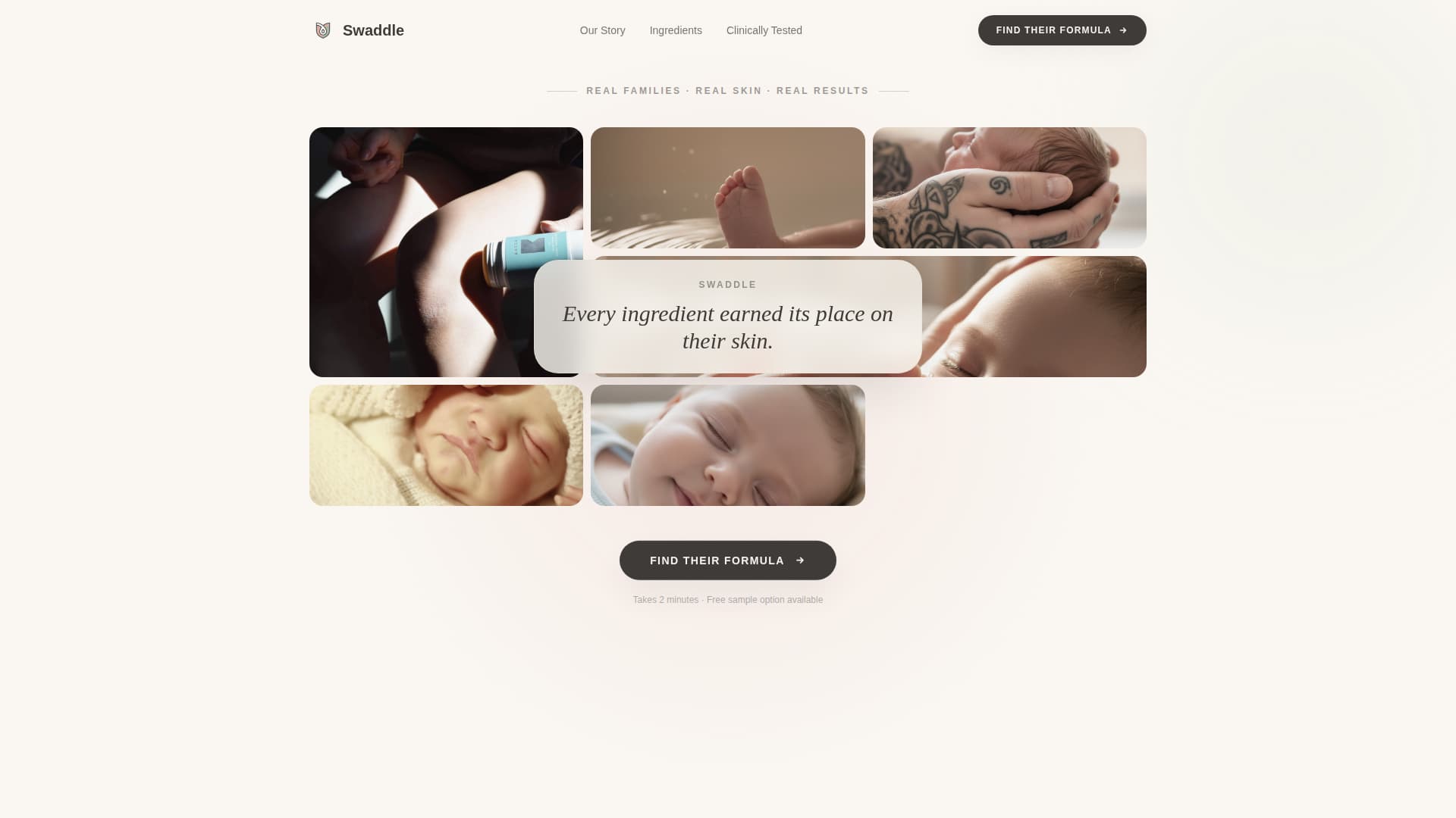 Swaddle - Nurturing Babyskincare Landing Page Template