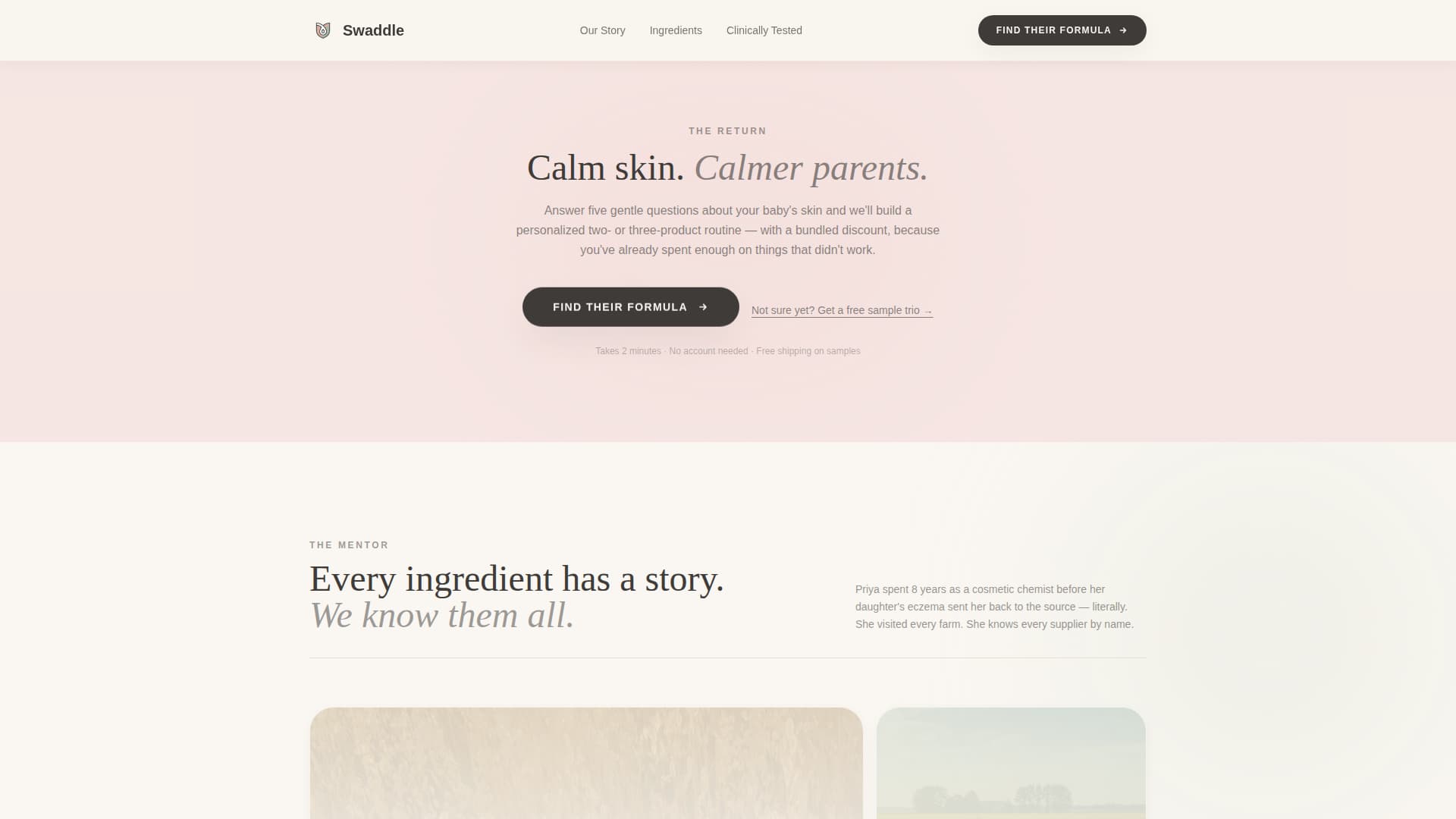 Swaddle - Nurturing Babyskincare Landing Page Template