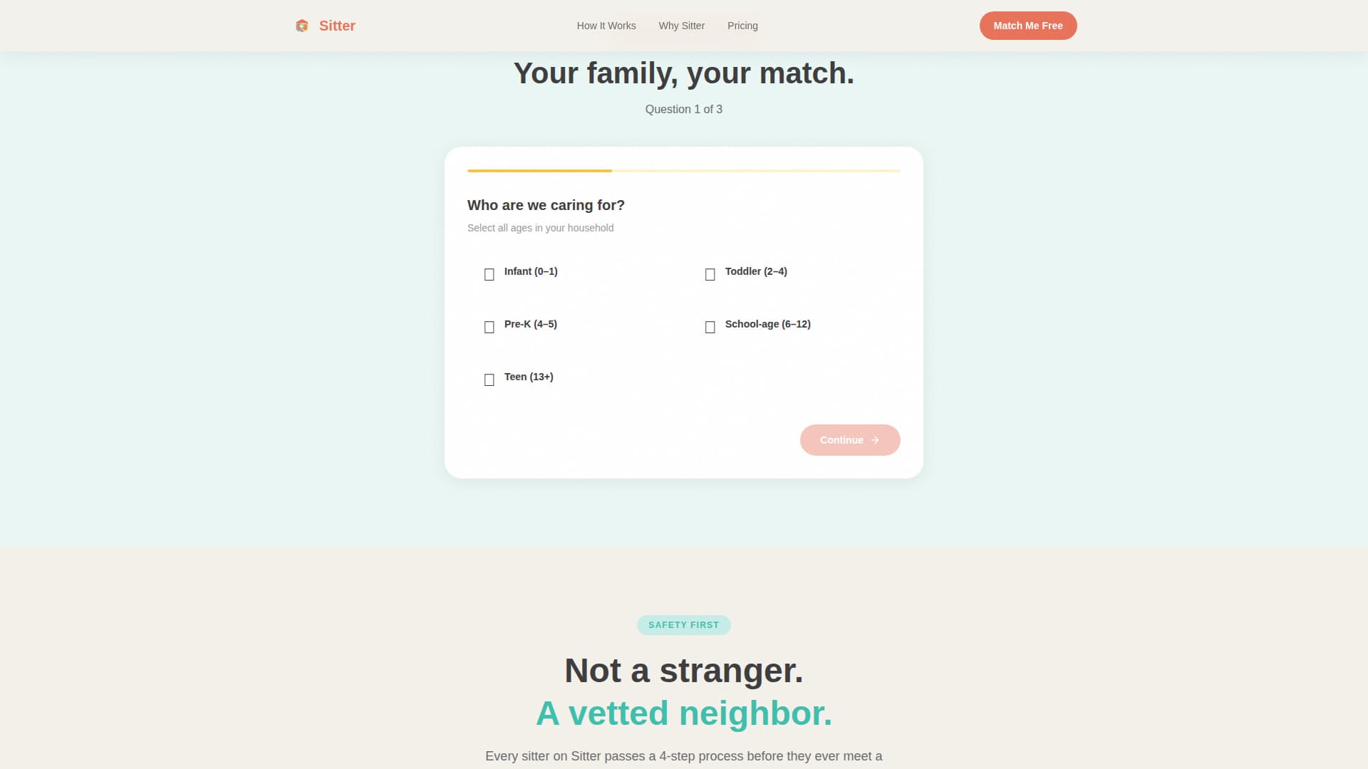 Sitter - Trusted Babysitting Landing Page Template