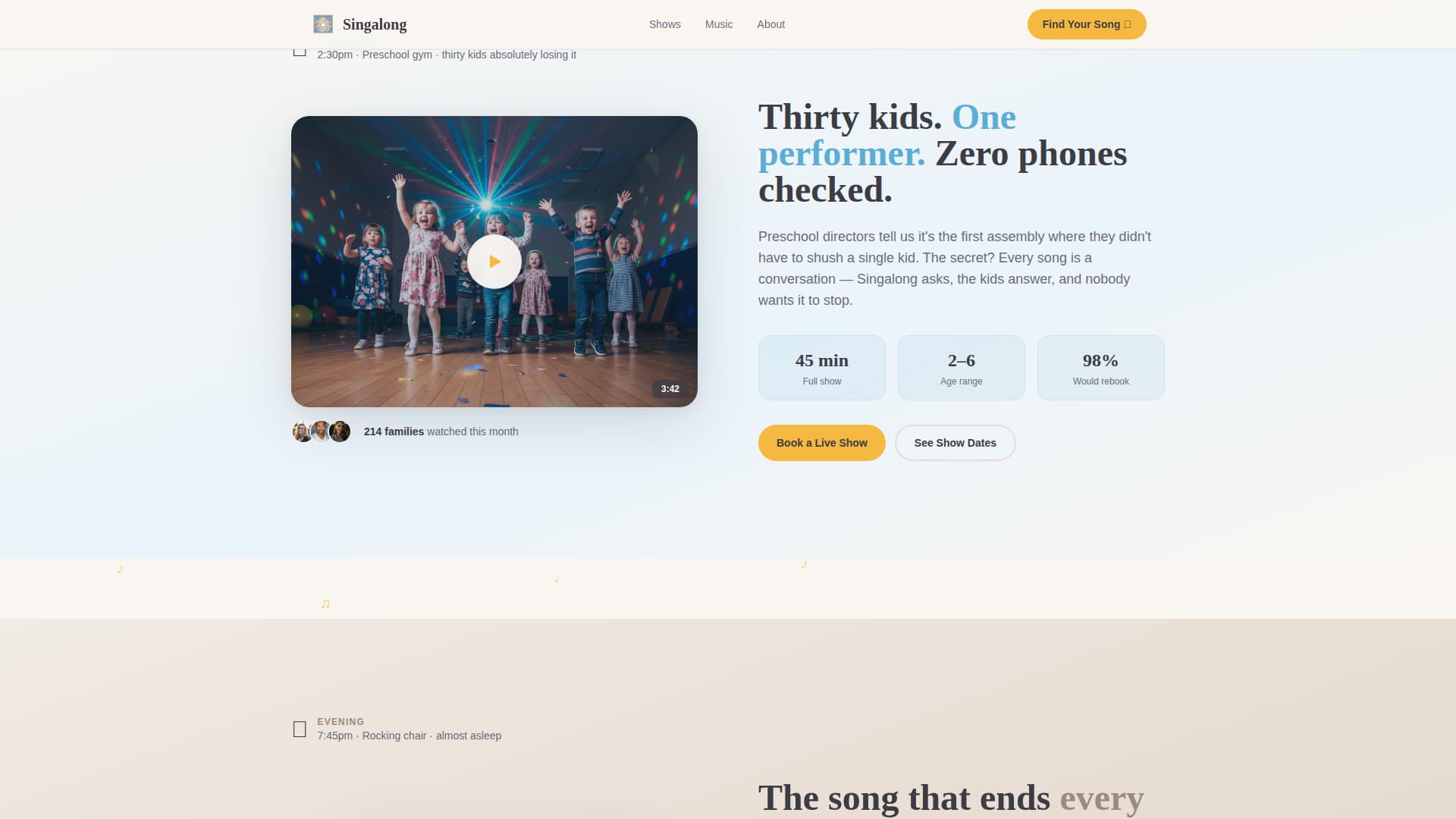 Kids Entertainment & Media Specialist Booking Website Template
