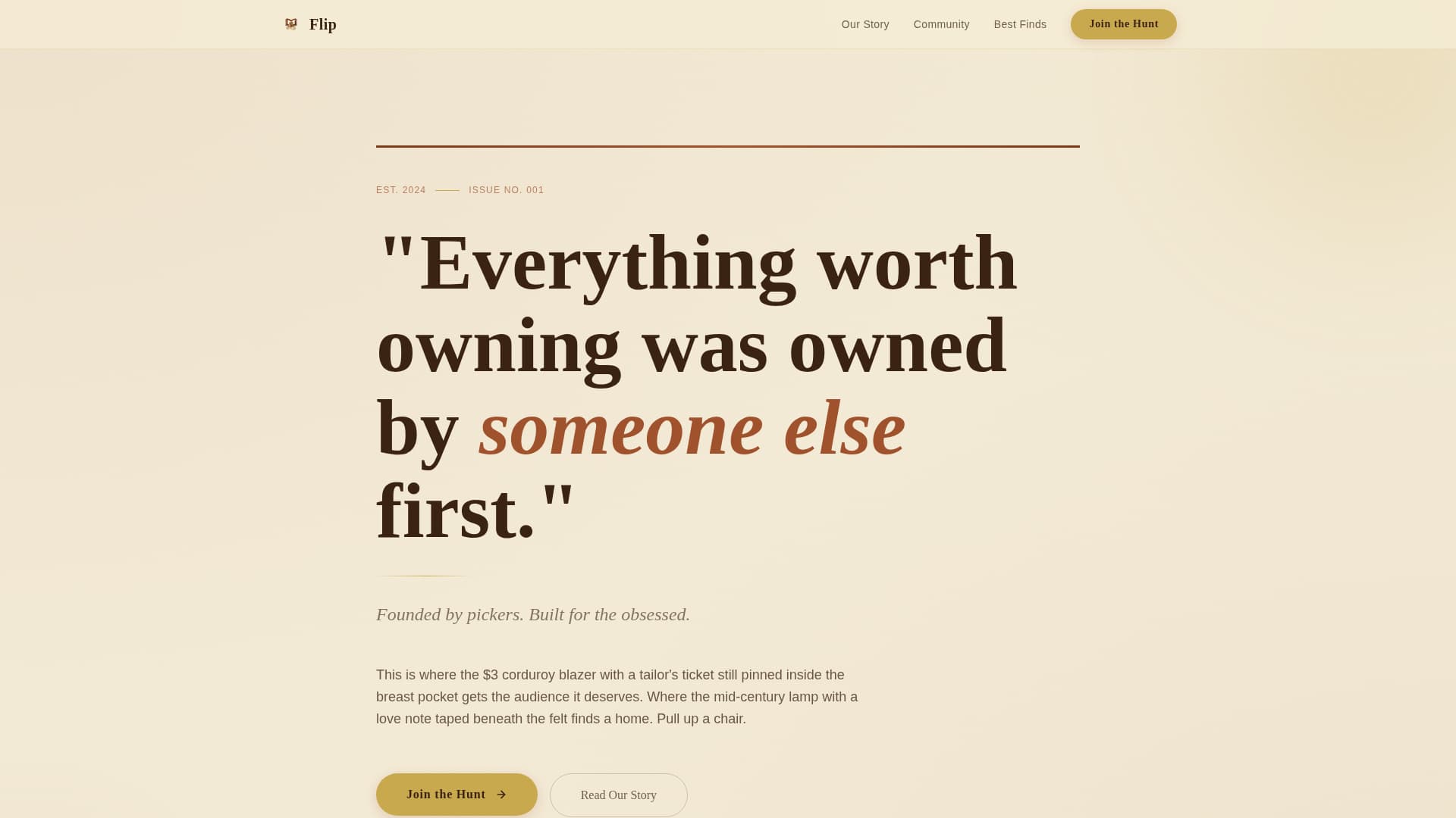 Flip - Timeless Thriftflipping Landing Page Template
