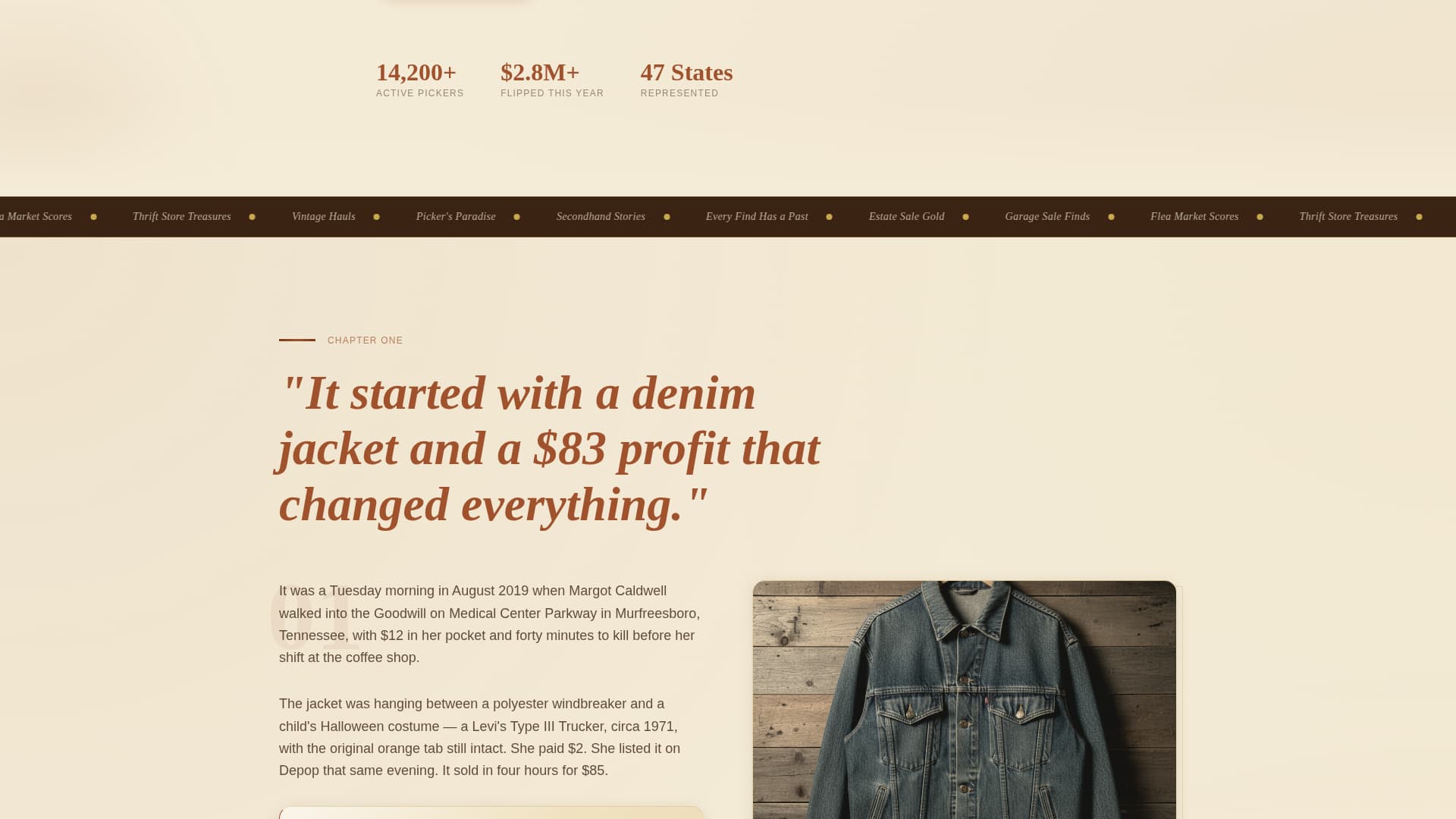 Flip - Timeless Thriftflipping Landing Page Template