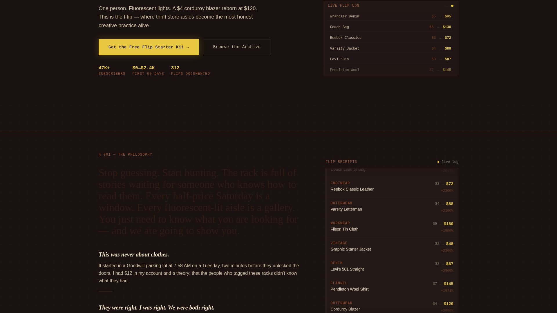 Flip - Cinematic Thrift Landing Page Template