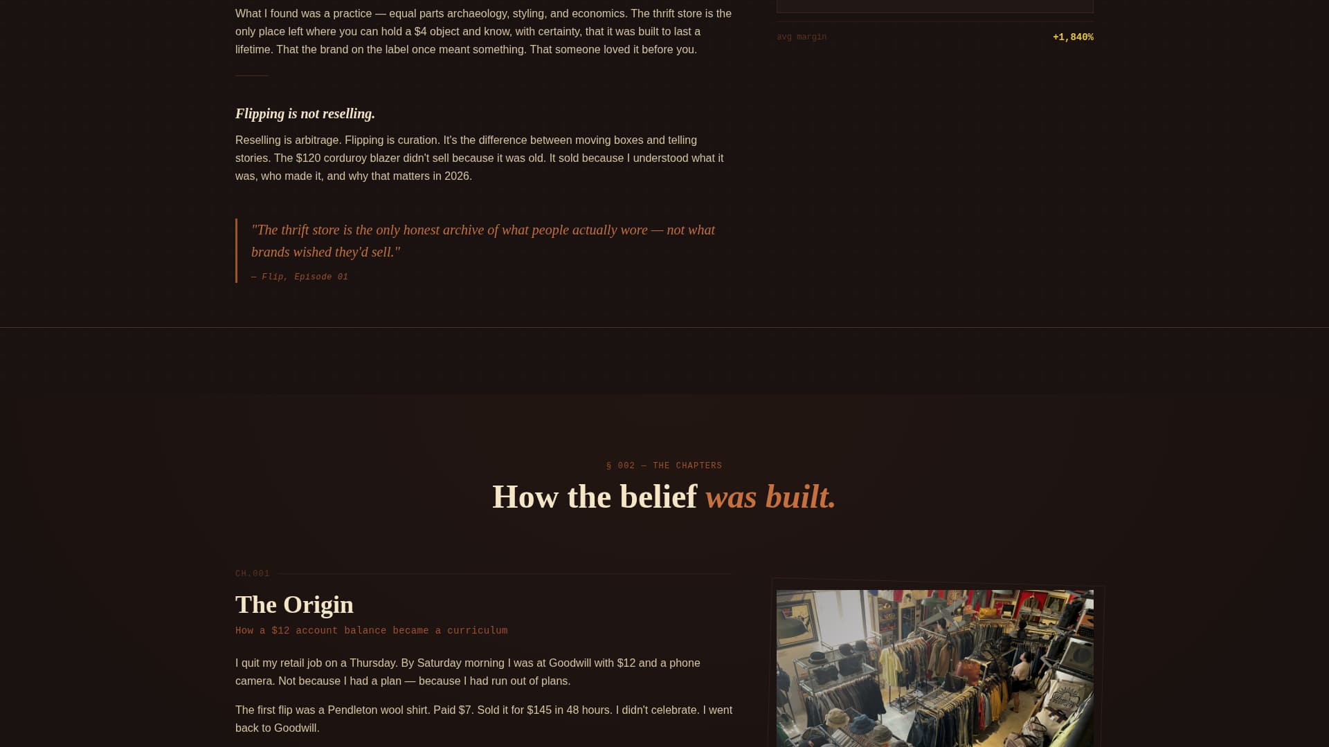Flip - Cinematic Thrift Landing Page Template