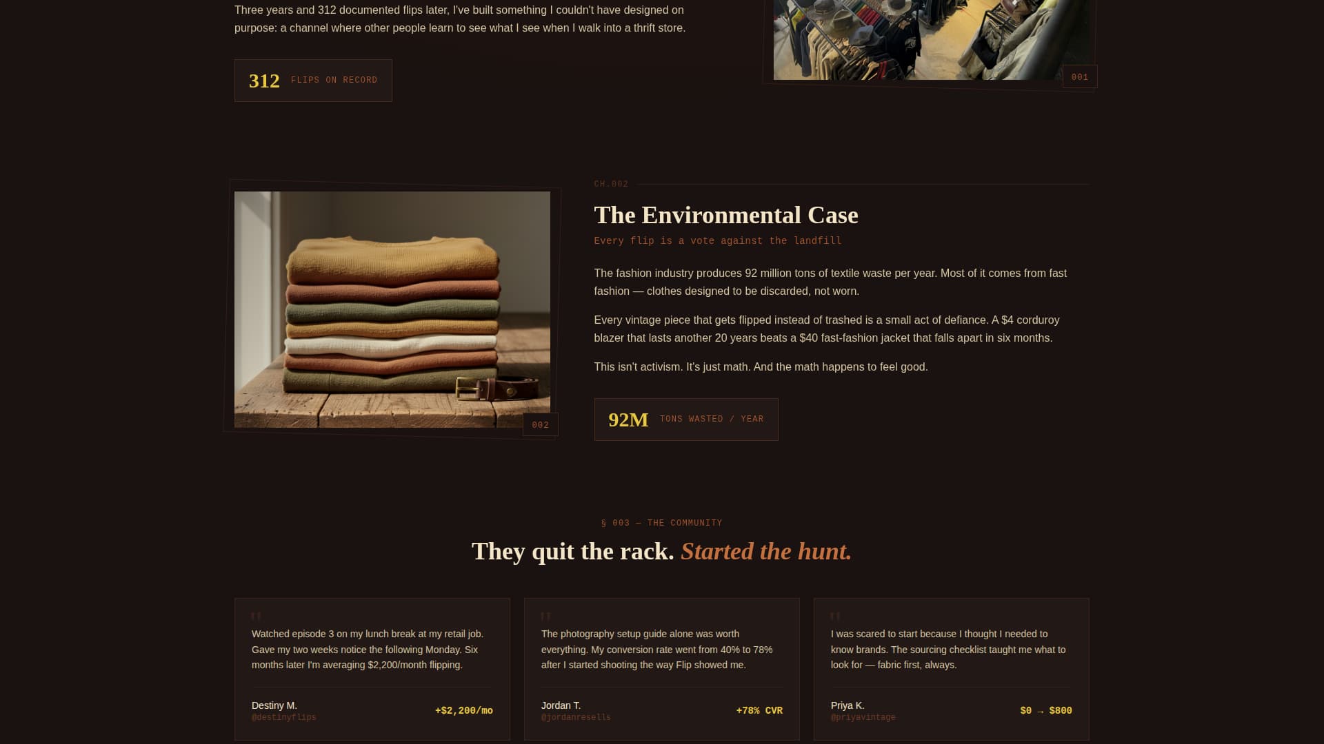 Flip - Cinematic Thrift Landing Page Template