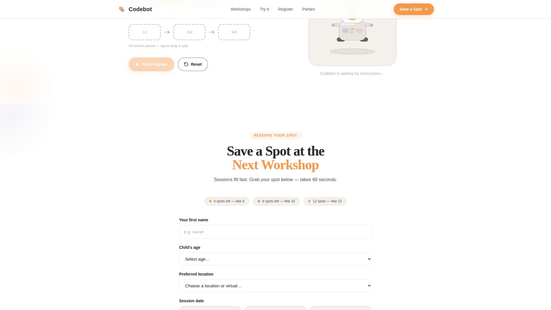 Codebot - Playful STEM Landing Page Template