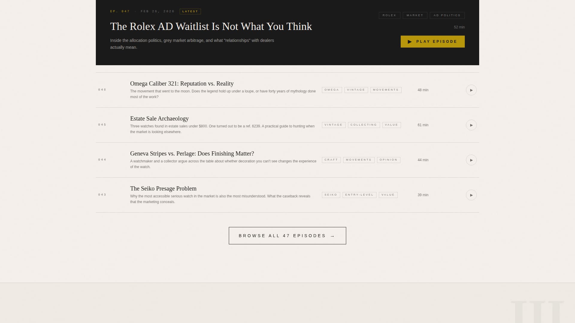Caliber - Authoritative Horology Landing Page Template