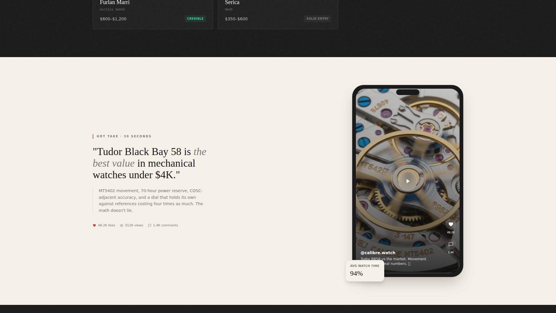 Calibre - Precision Horology Landing Page Template