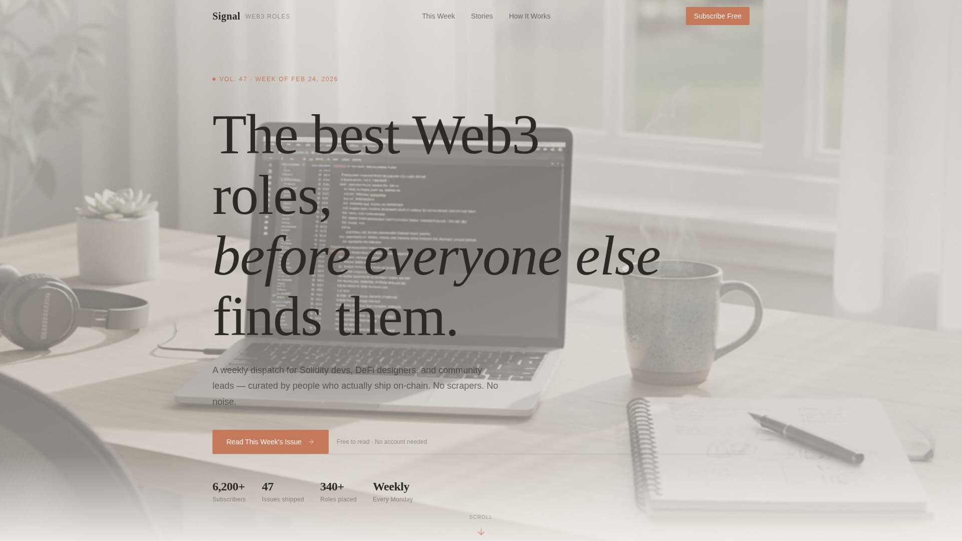 Signal - Curated Web3 Jobs Landing Page Template