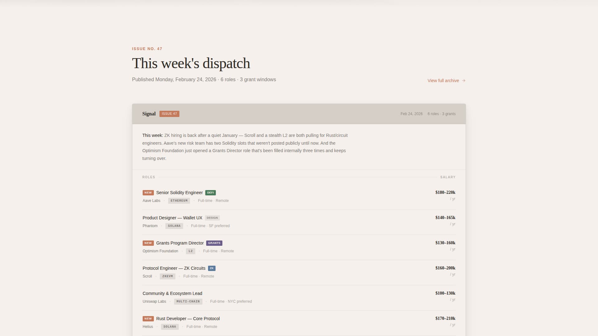 Signal - Curated Web3 Jobs Landing Page Template