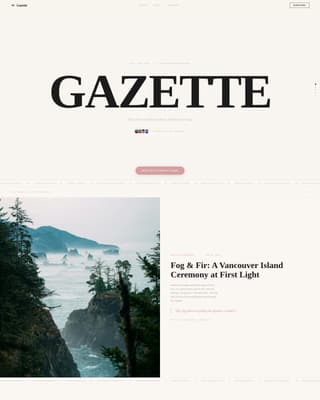 Gazette - Editorial Wedding Landing Page Template