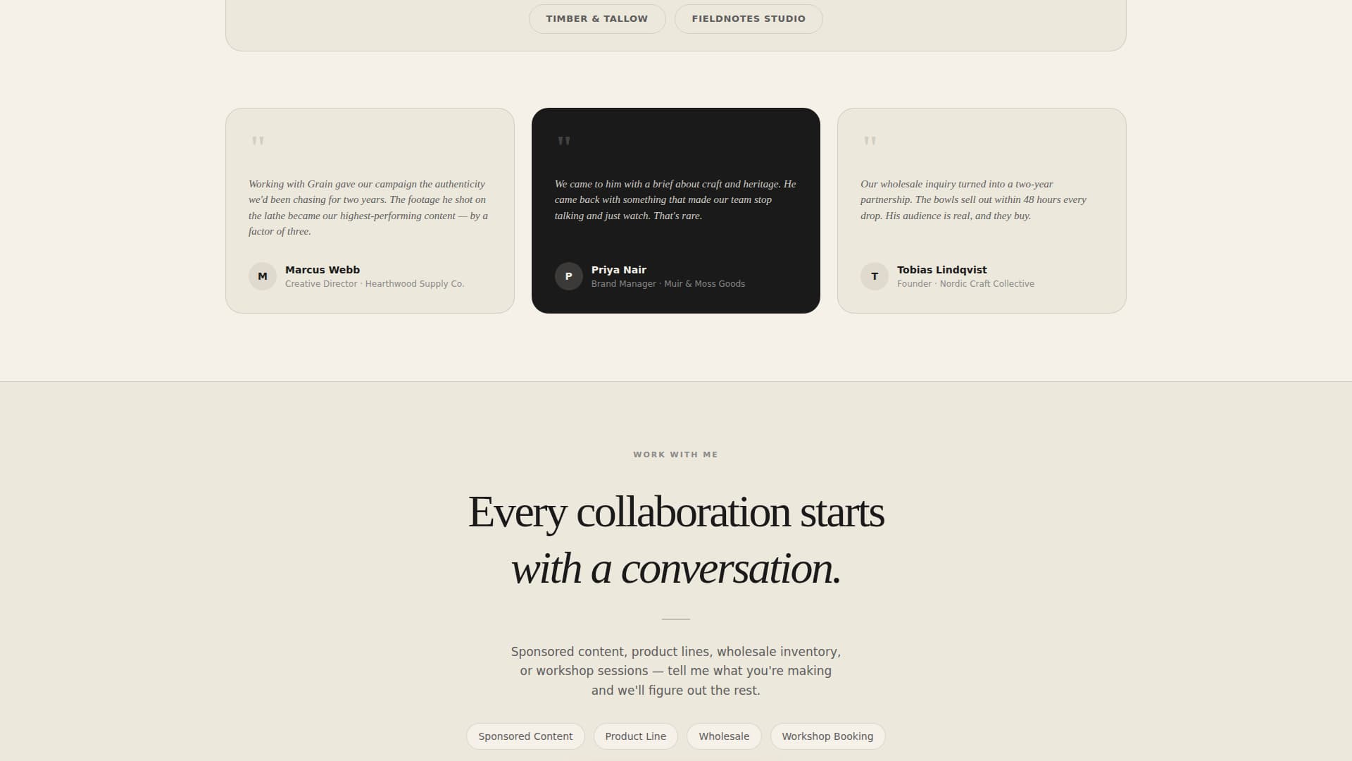 Grain - Authentic Woodturning Landing Page Template